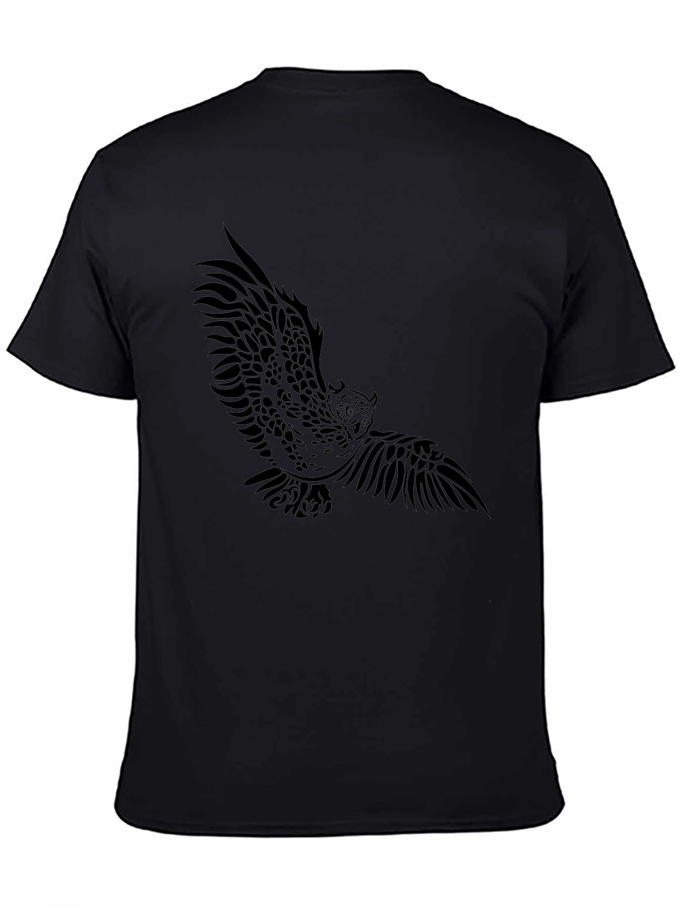 Tribal Owl Graphic Black T-Shirt