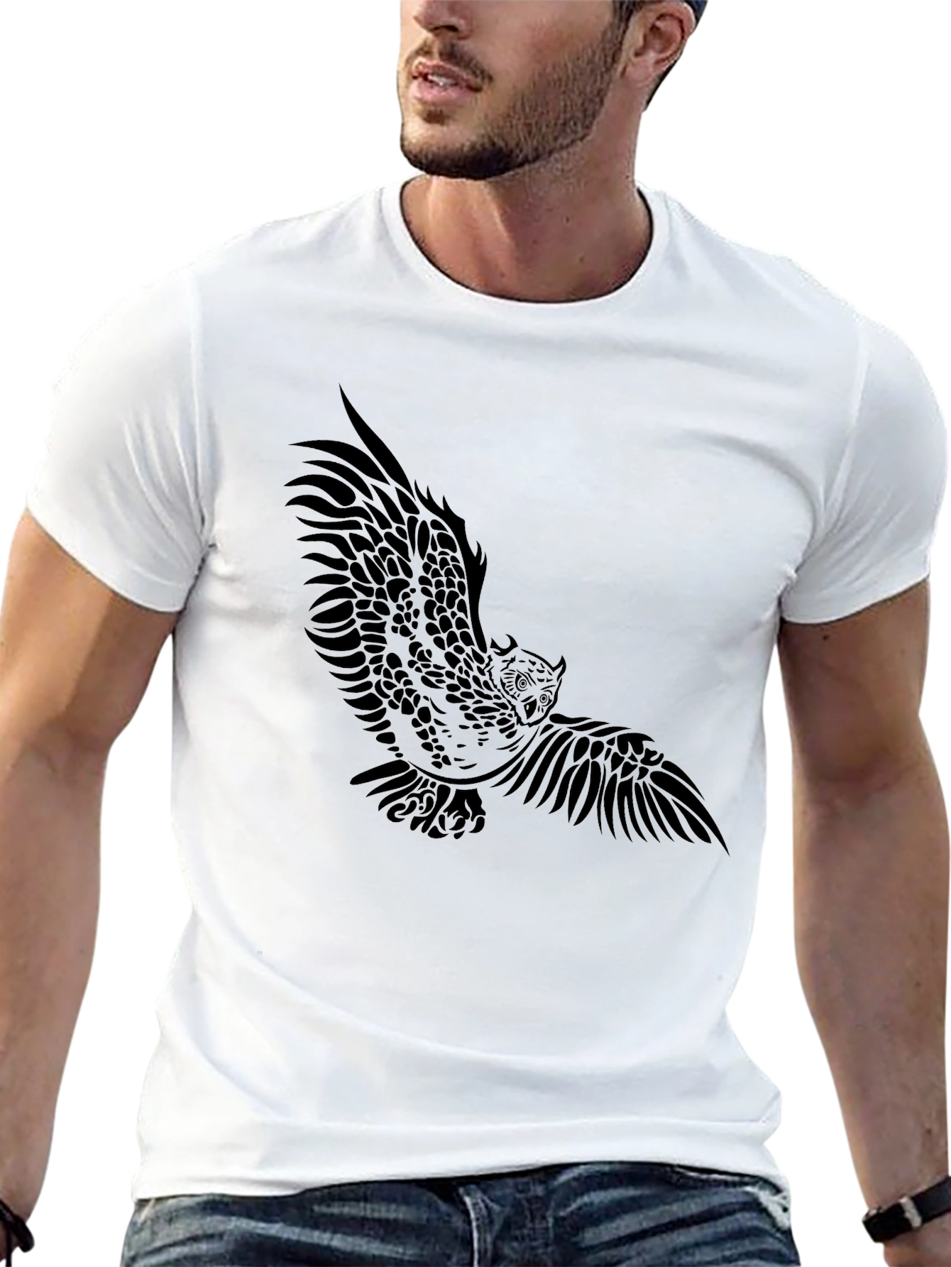 Tribal Owl Graphic Black T-Shirt