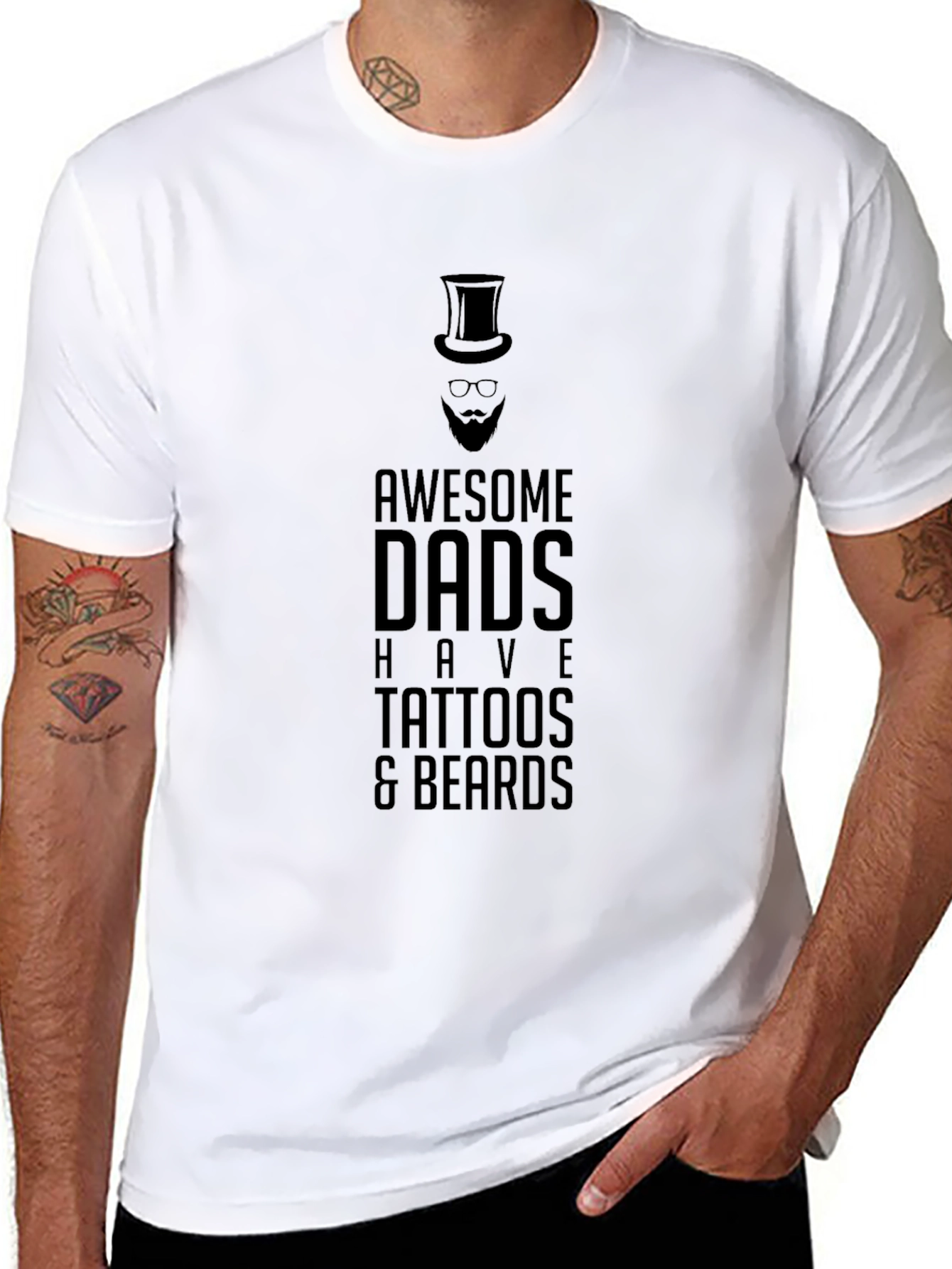 Awesome Dads Tattoos & Beards Graphic T-Shirt