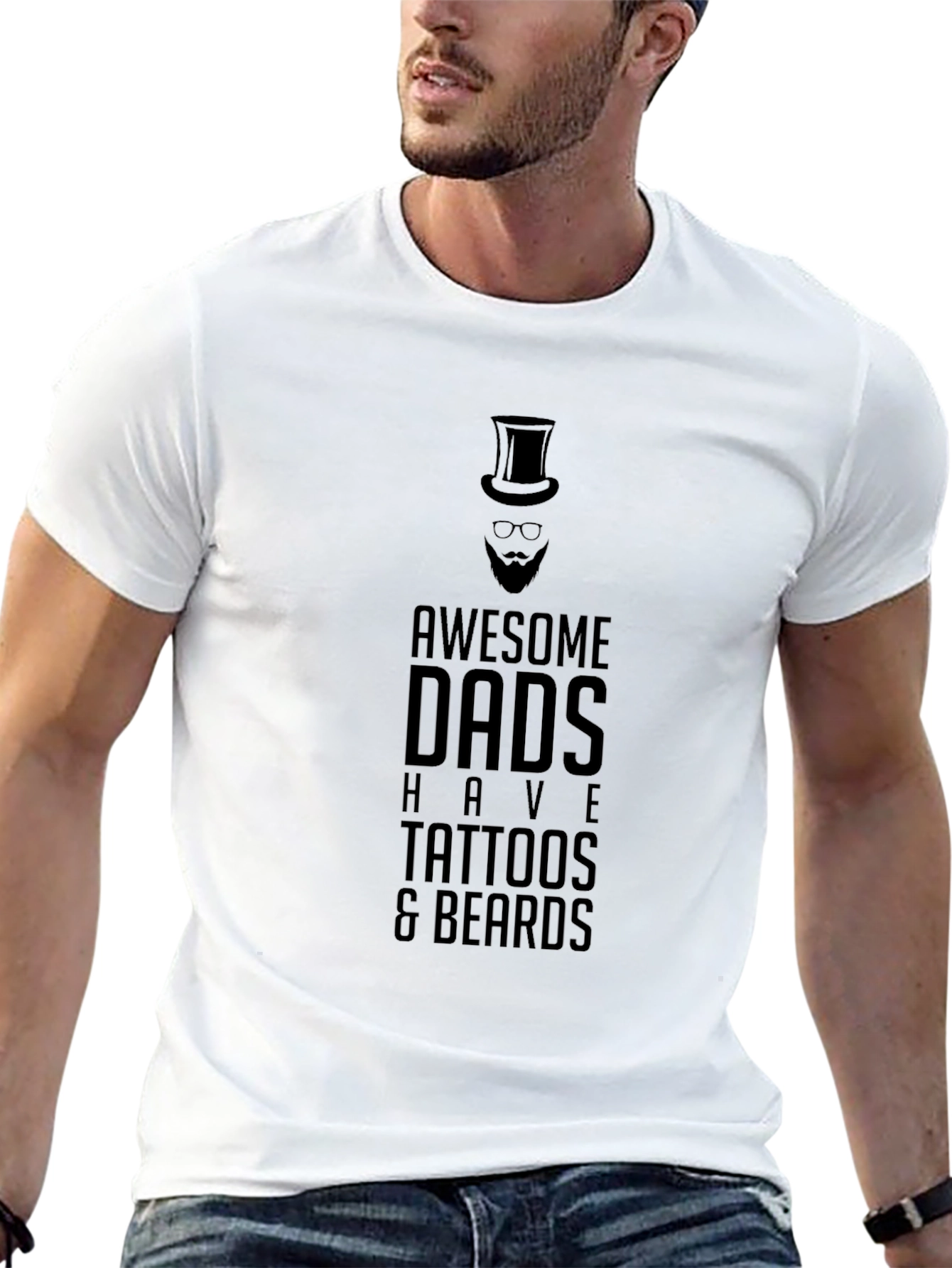 Awesome Dads Tattoos & Beards Graphic T-Shirt