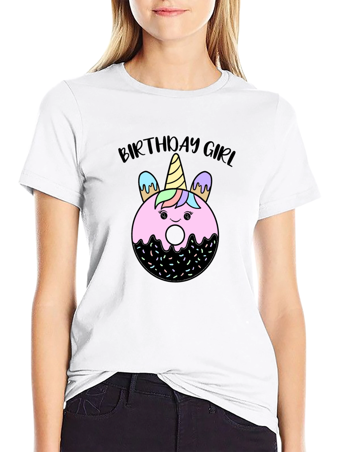 Birthday Girl Unicorn Donut T-Shirt