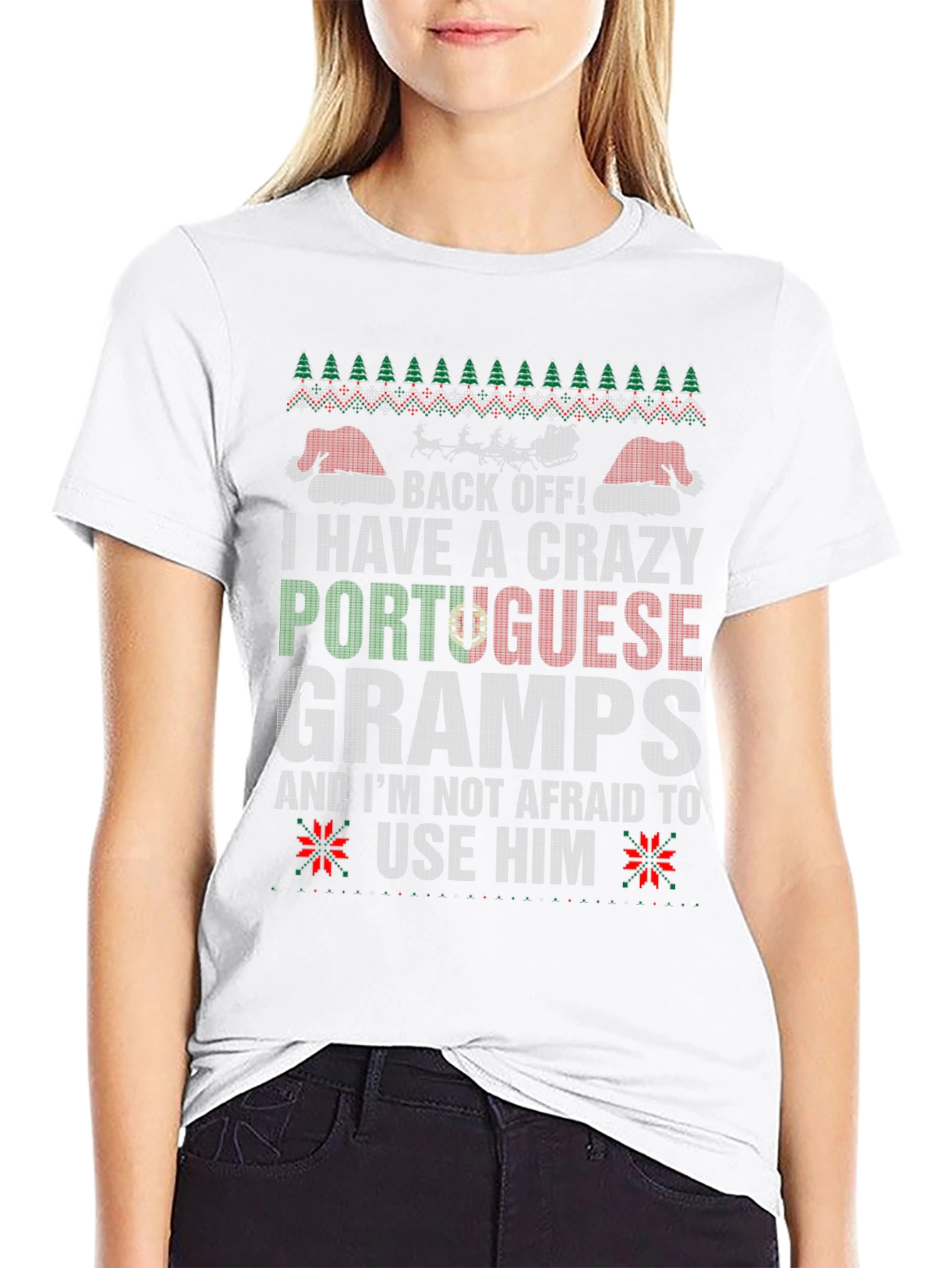 Crazy Portuguese Gramps Christmas Sweater T-Shirt