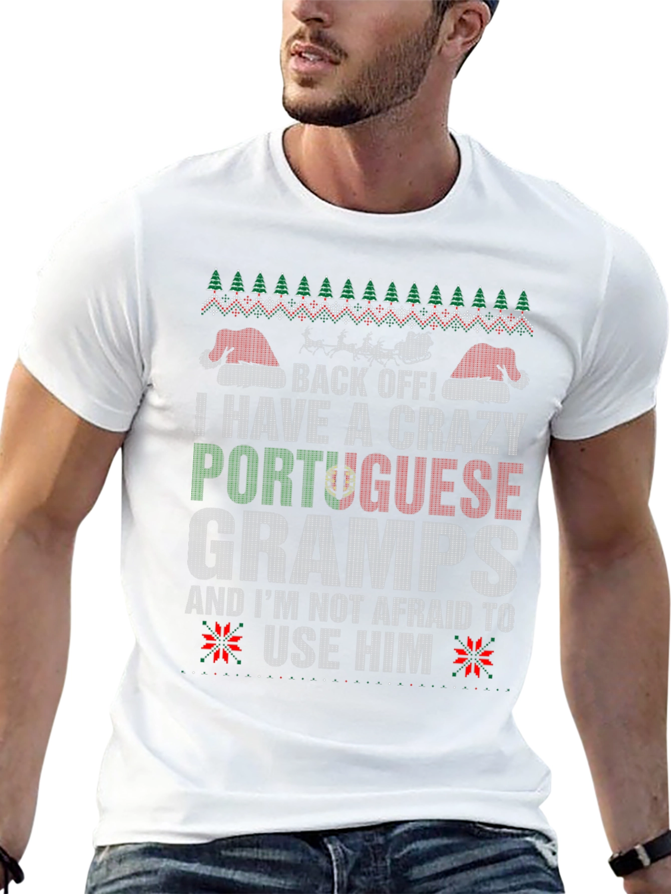 Crazy Portuguese Gramps Christmas Sweater T-Shirt