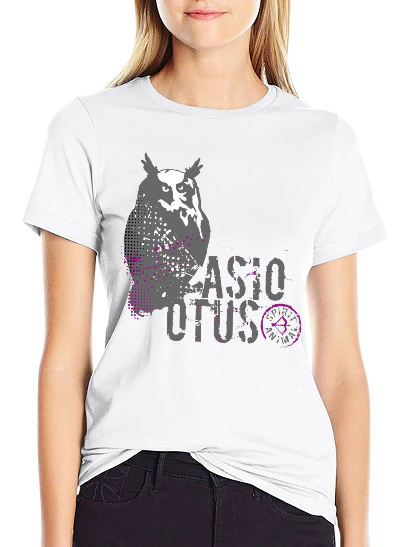 Owl Spirit Animal Graphic Print Mens Black T-Shirt