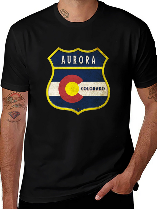 Aurora Colorado Shield T-Shirt - Black