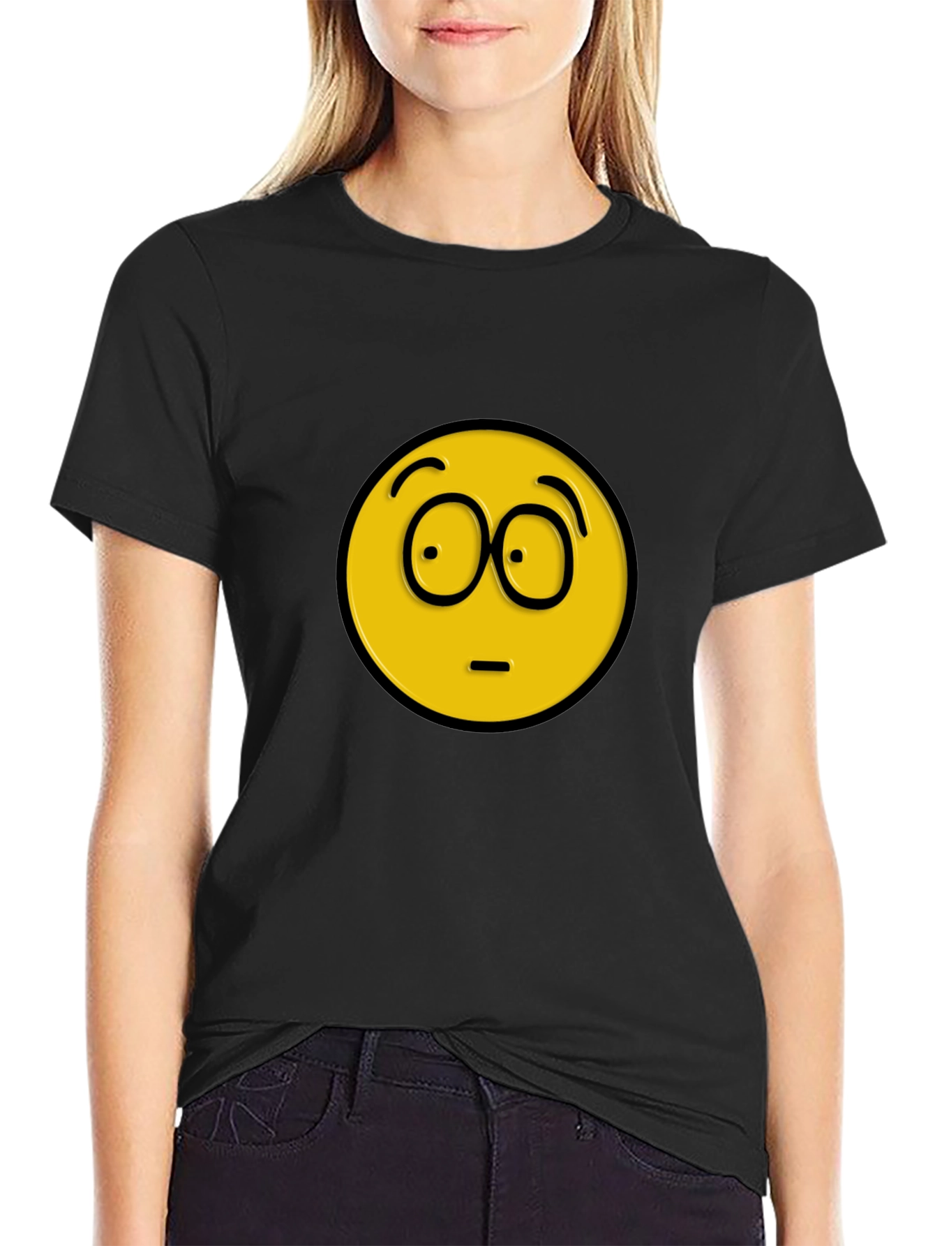 Confused Emoji Black T-Shirt - Express Yourself!