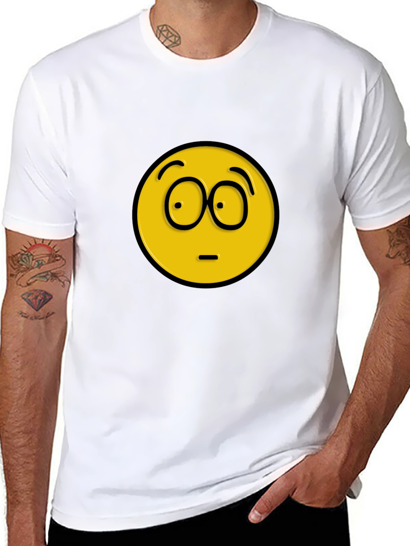 Confused Emoji Black T-Shirt - Express Yourself!