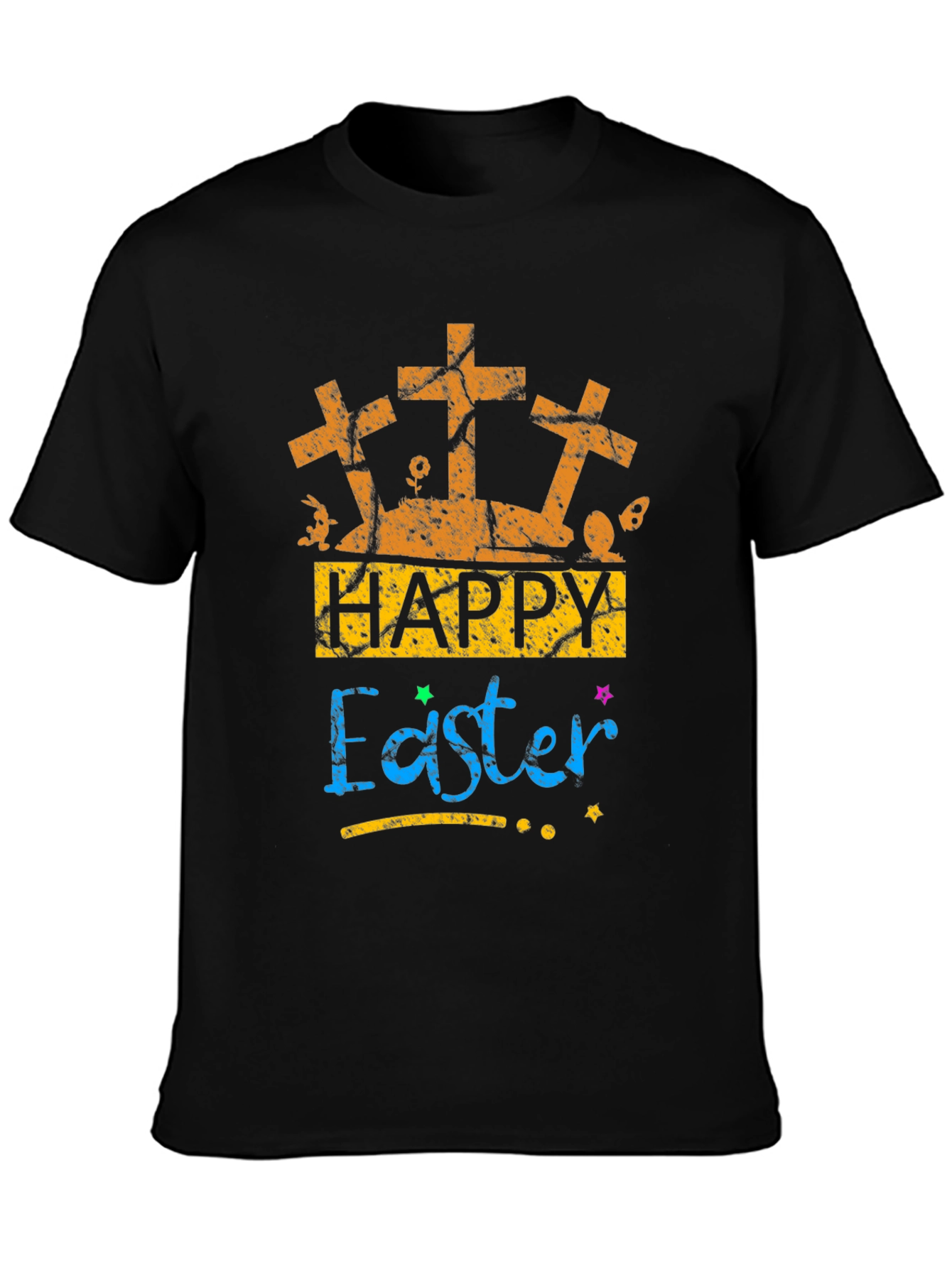 Happy Easter T-Shirt with Crosses and Bunny