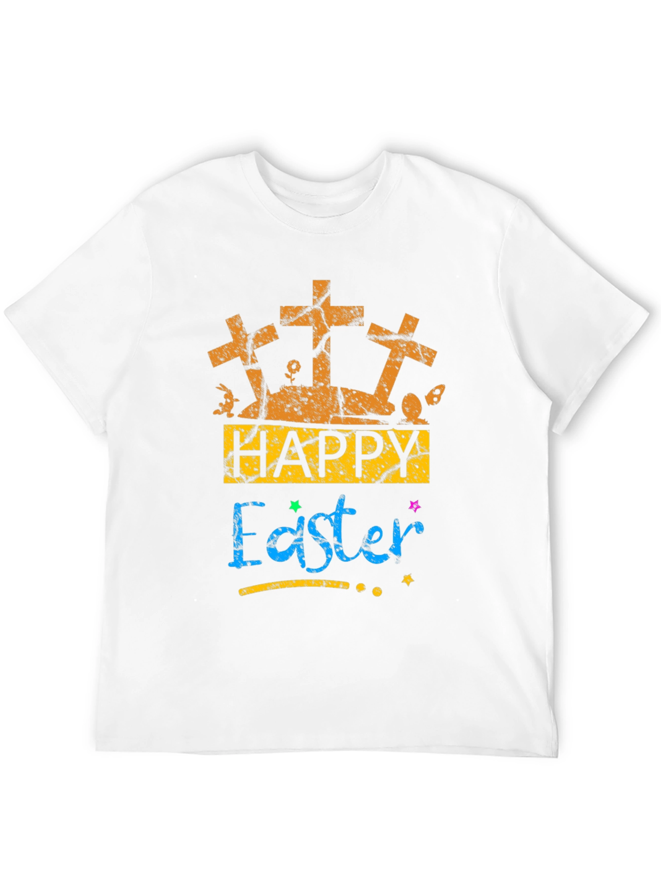 Happy Easter T-Shirt with Crosses and Bunny