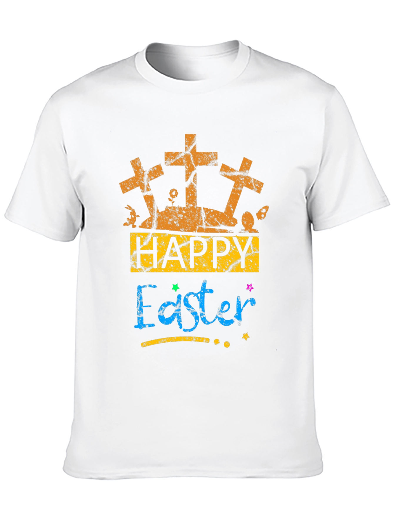 Happy Easter T-Shirt with Crosses and Bunny