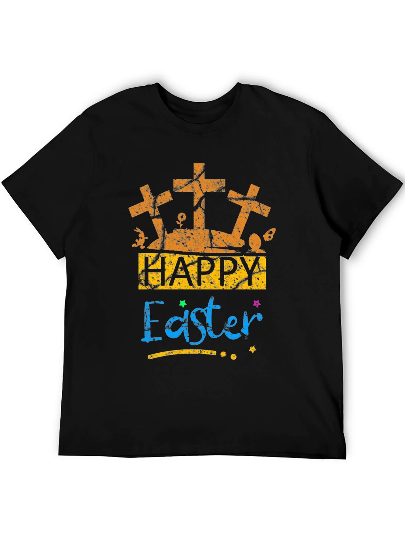 Happy Easter T-Shirt with Crosses and Bunny