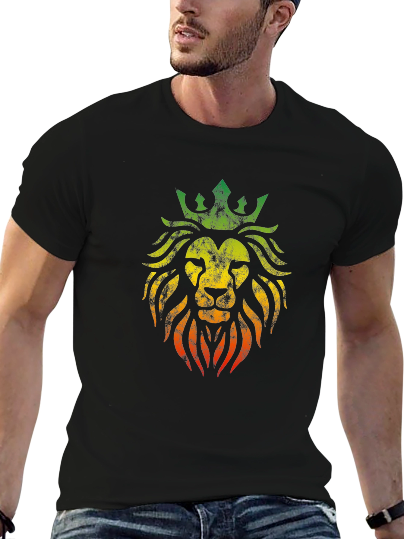 Rasta Lion King Mens Black T-Shirt