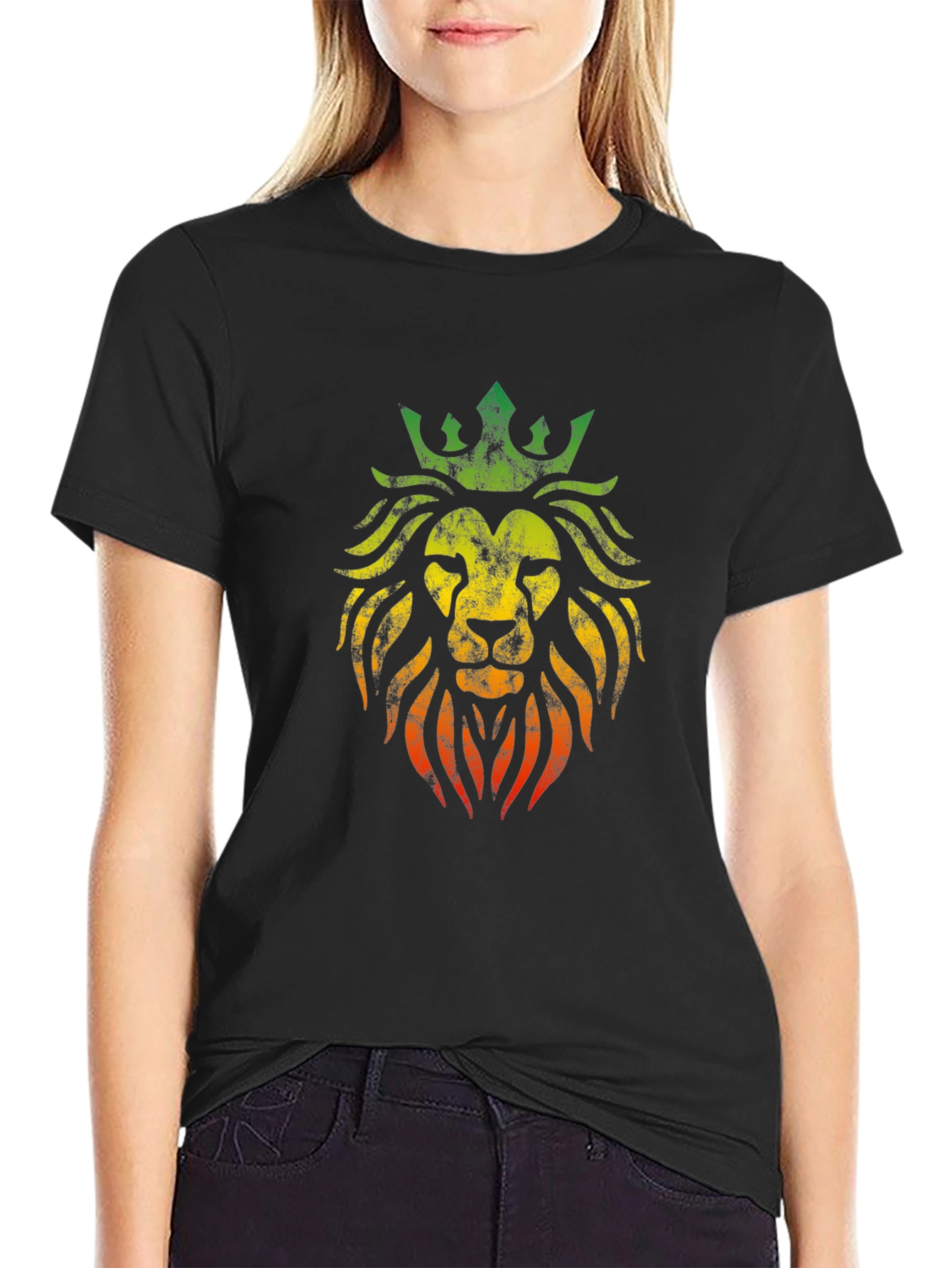 Rasta Lion King Mens Black T-Shirt