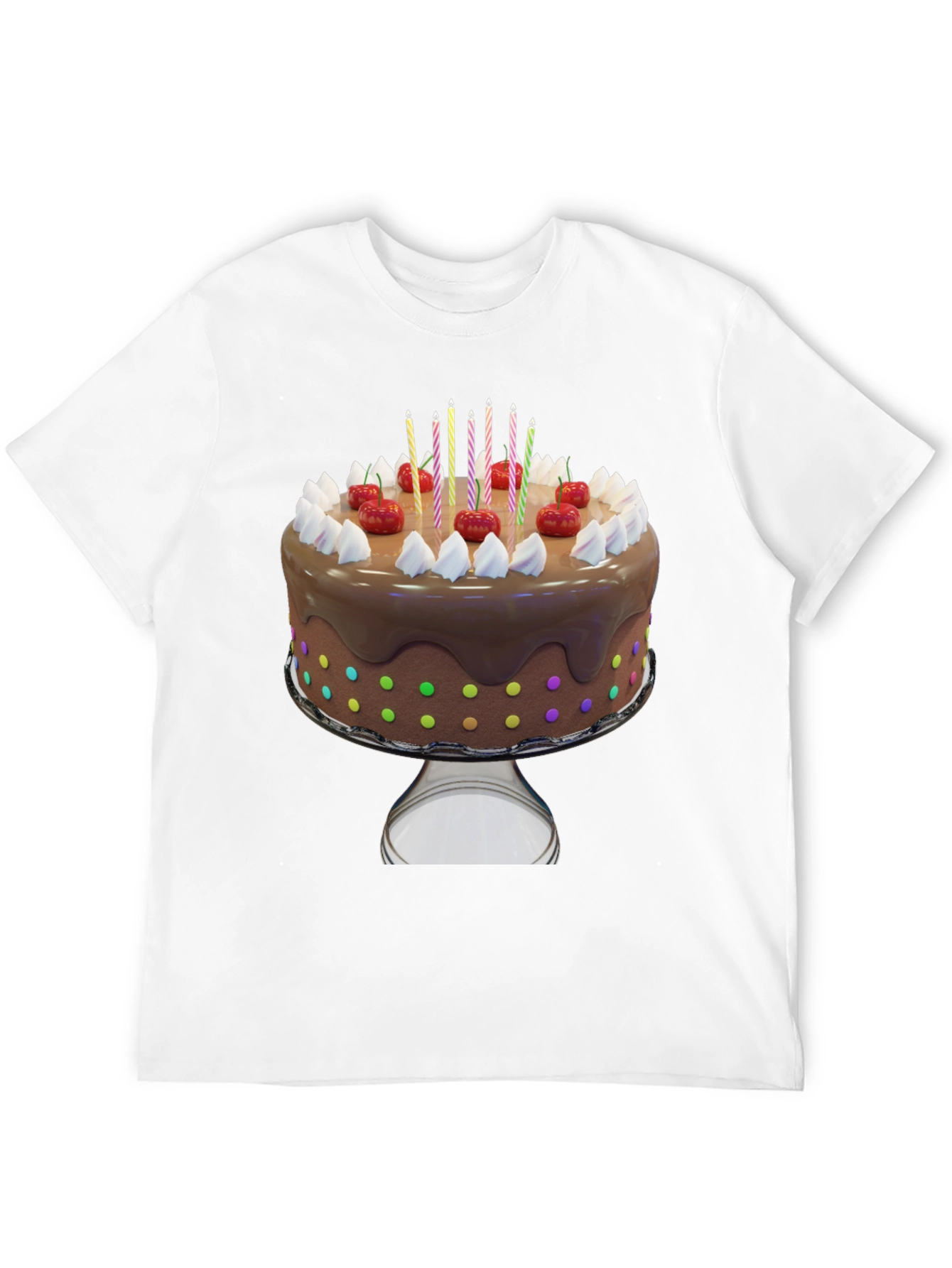 Birthday Cake Graphic Tee - Black Cotton T-Shirt