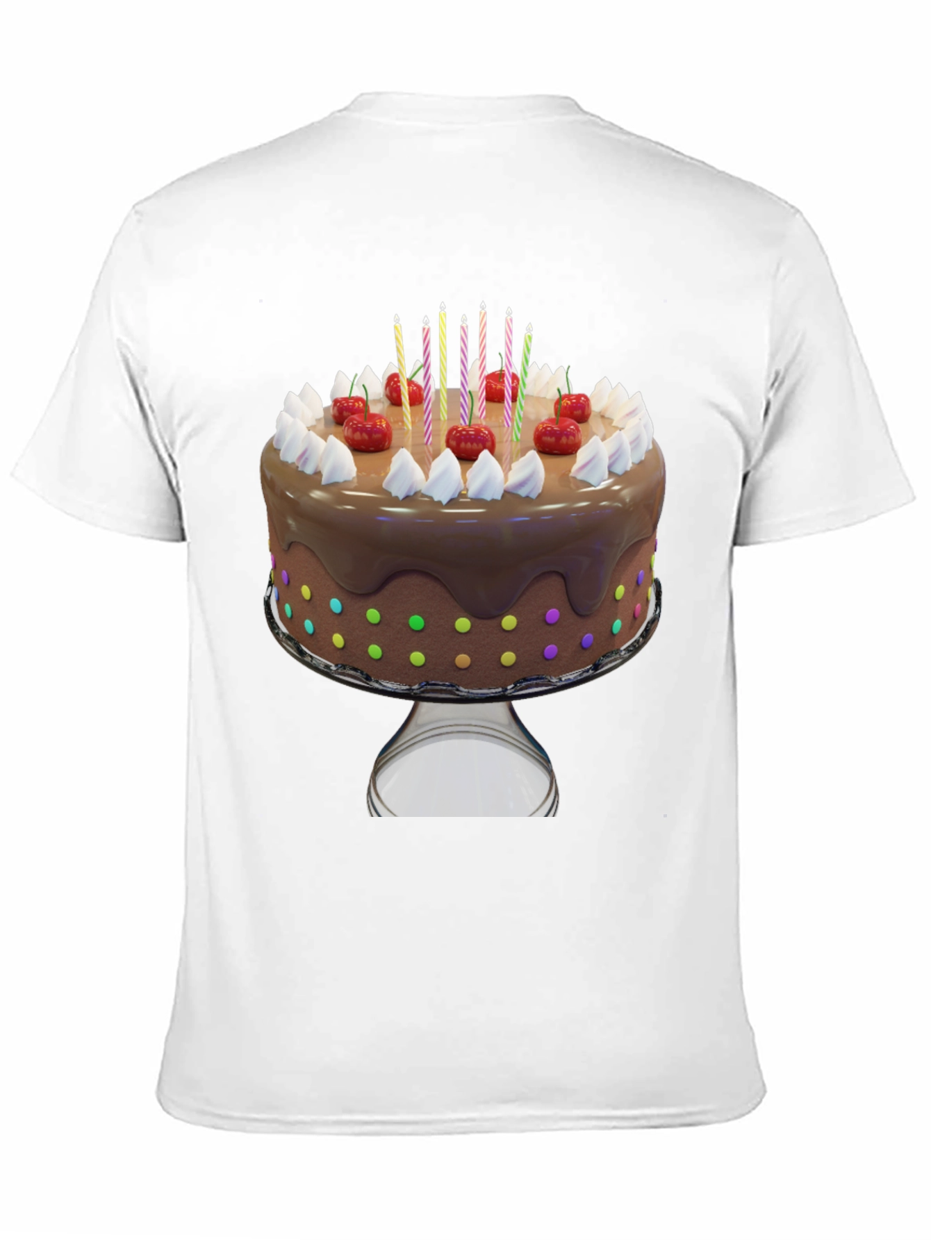 Birthday Cake Graphic Tee - Black Cotton T-Shirt