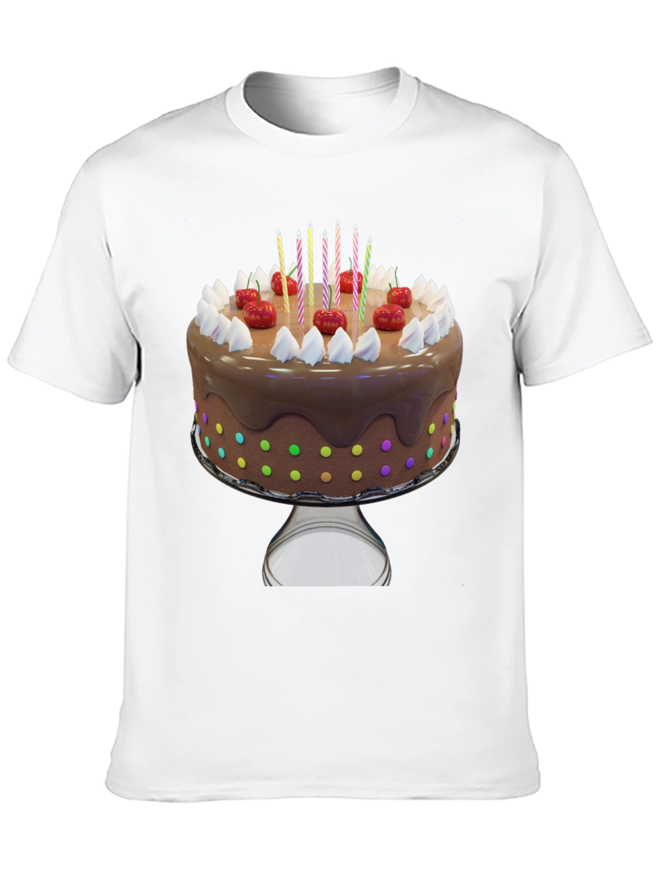 Birthday Cake Graphic Tee - Black Cotton T-Shirt
