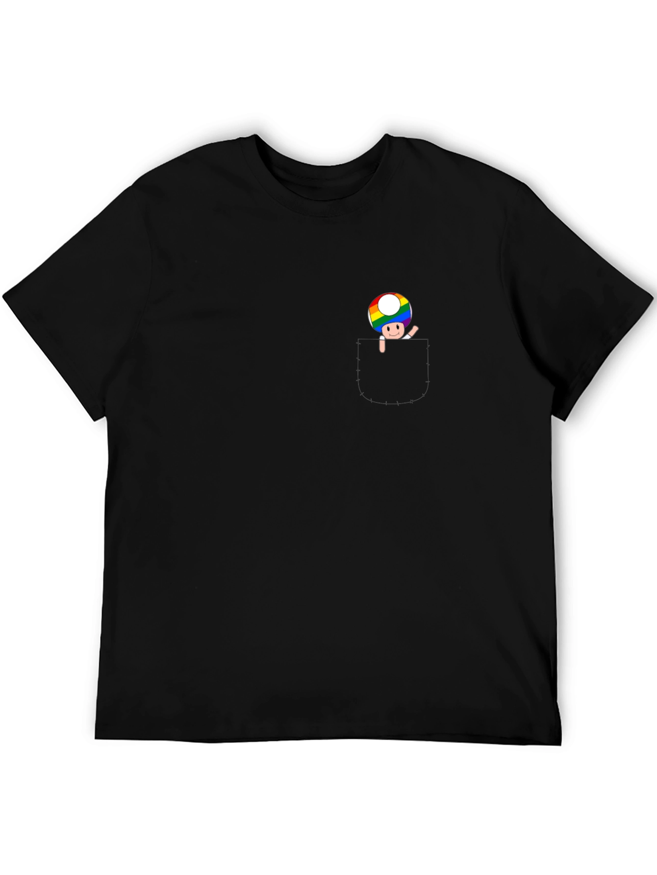 Rainbow Mushroom Graphic Tee - Black Cotton Blend