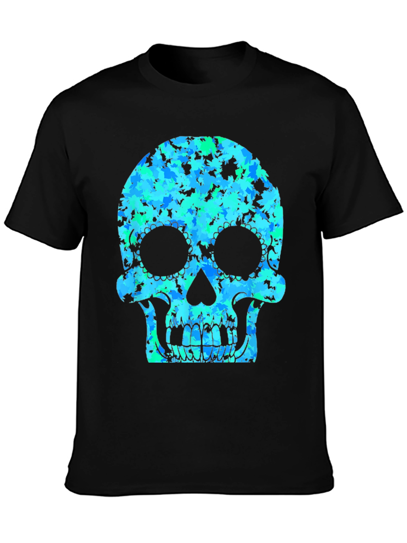 Skull Graphic Tee - Cool Camo Sugar Skull