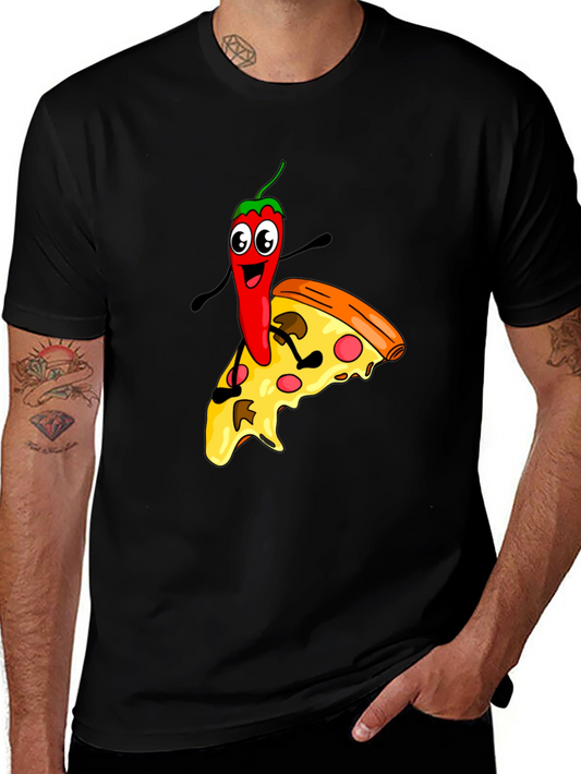 Funny Pizza & Pepper Graphic Tee