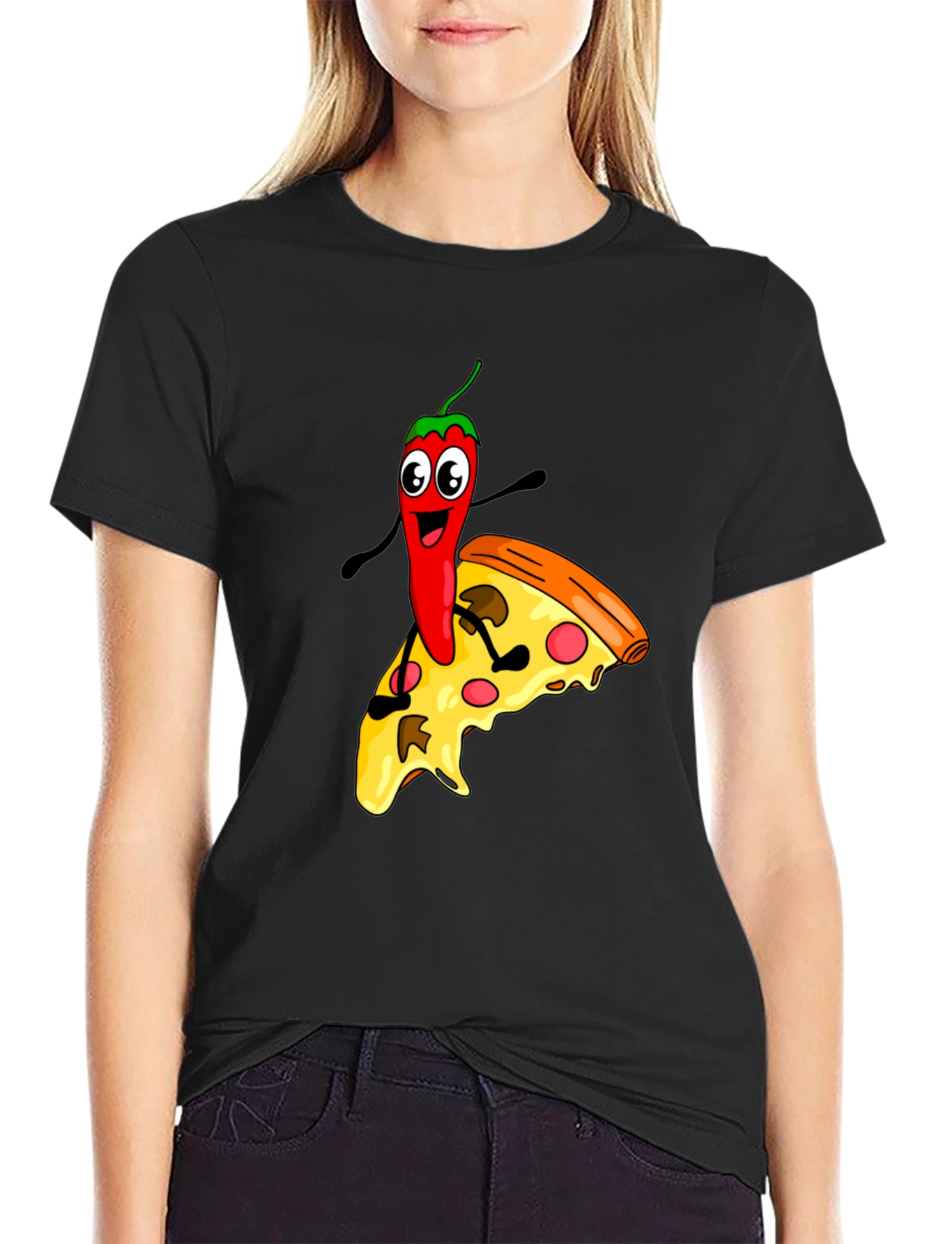 Funny Pizza & Pepper Graphic Tee