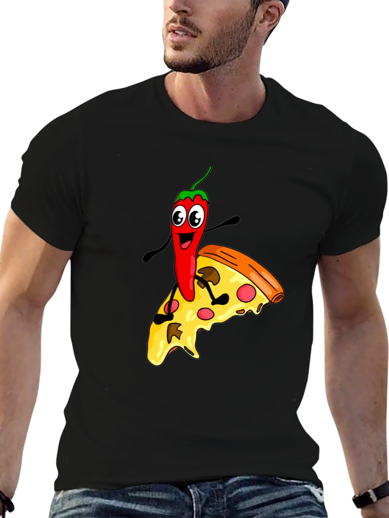 Funny Pizza & Pepper Graphic Tee