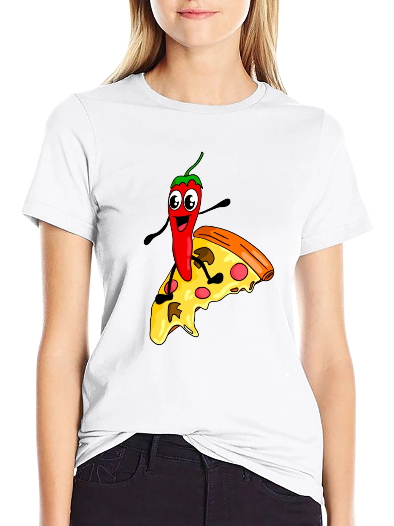 Funny Pizza & Pepper Graphic Tee