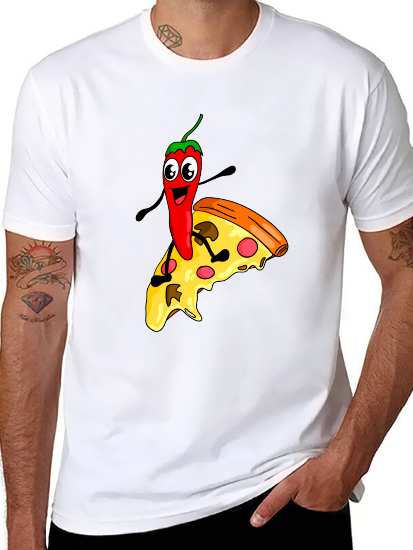 Funny Pizza & Pepper Graphic Tee