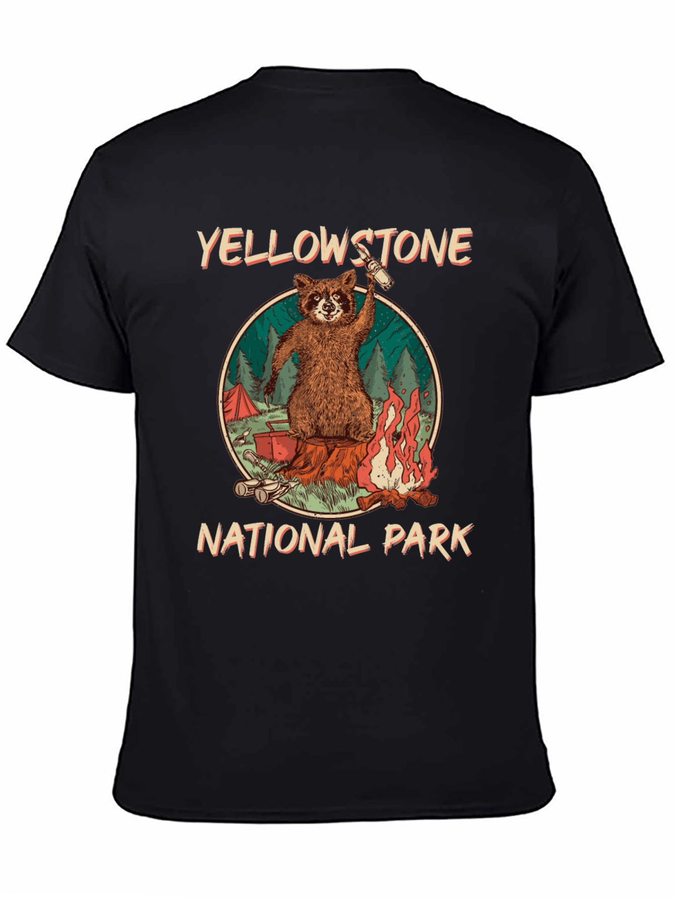 Yellowstone National Park Raccoon Graphic T-Shirt