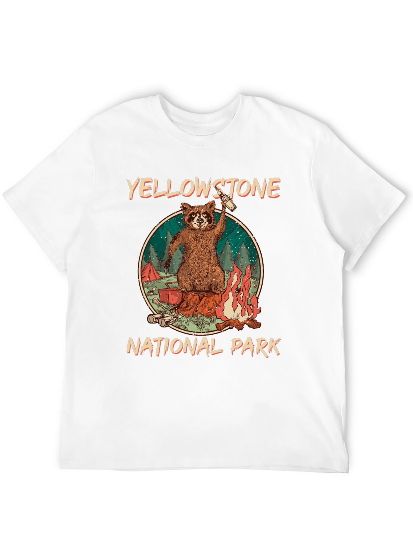 Yellowstone National Park Raccoon Graphic T-Shirt