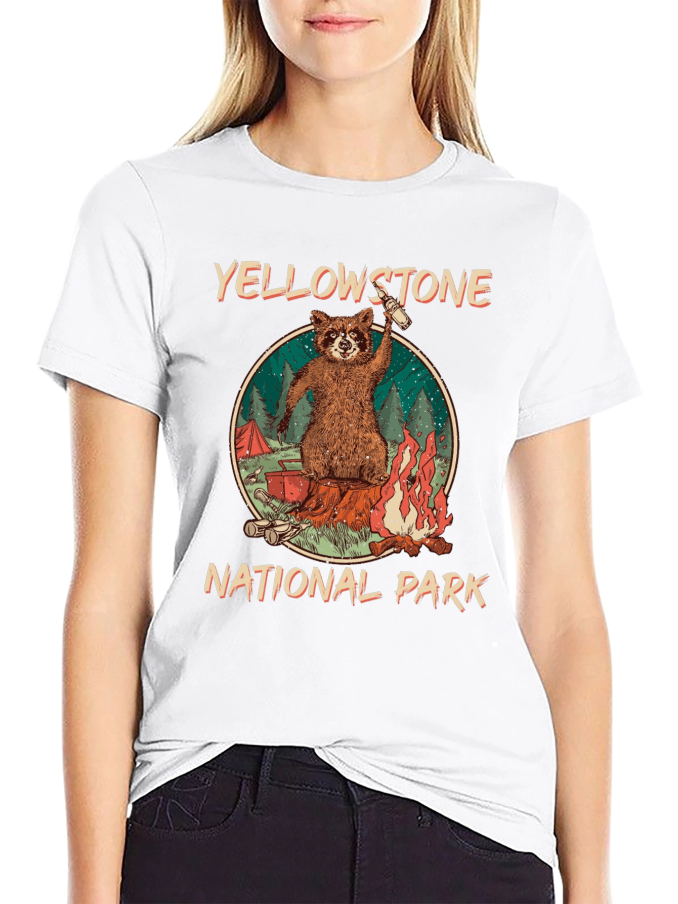Yellowstone National Park Raccoon Graphic T-Shirt