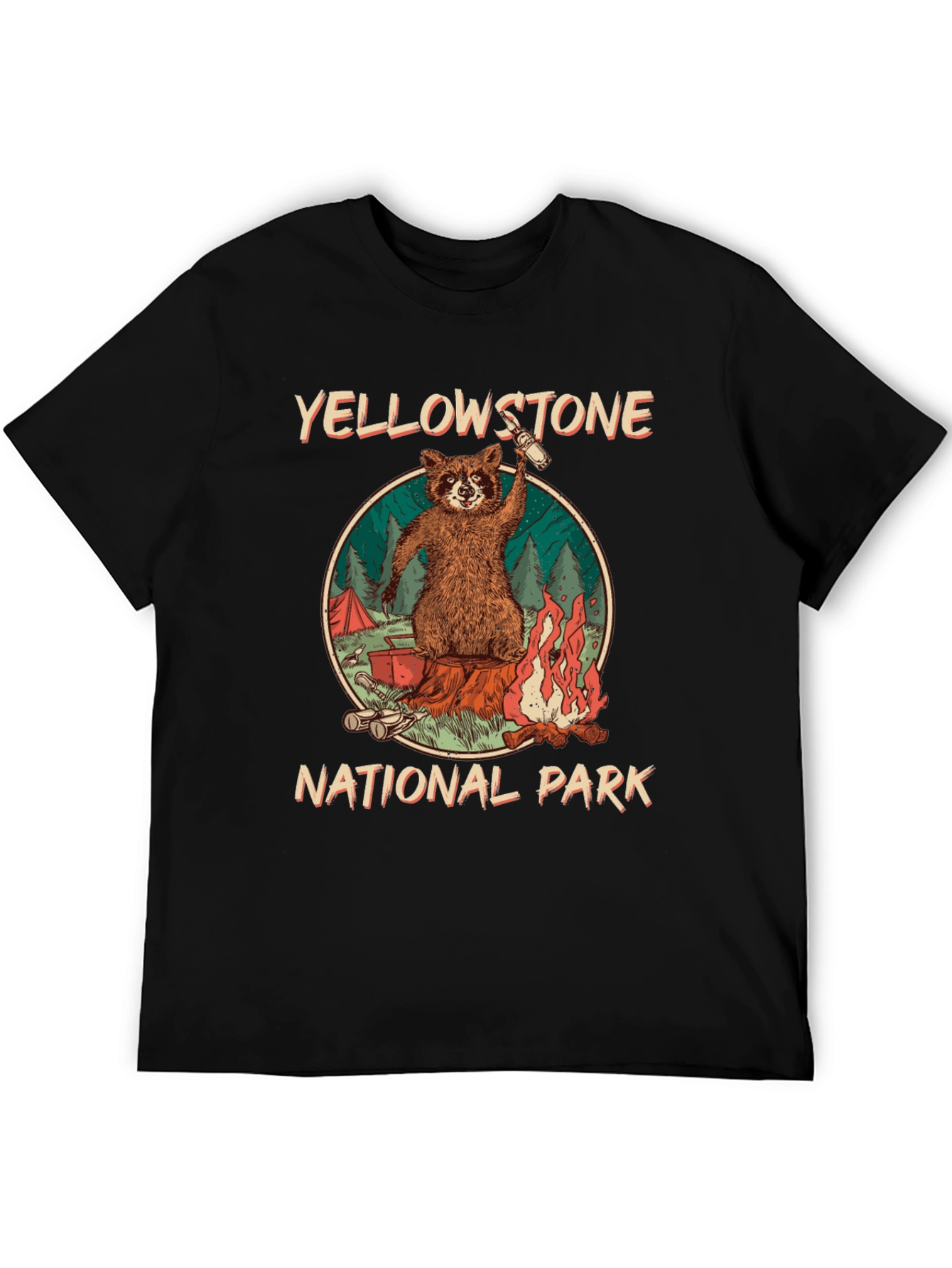 Yellowstone National Park Raccoon Graphic T-Shirt