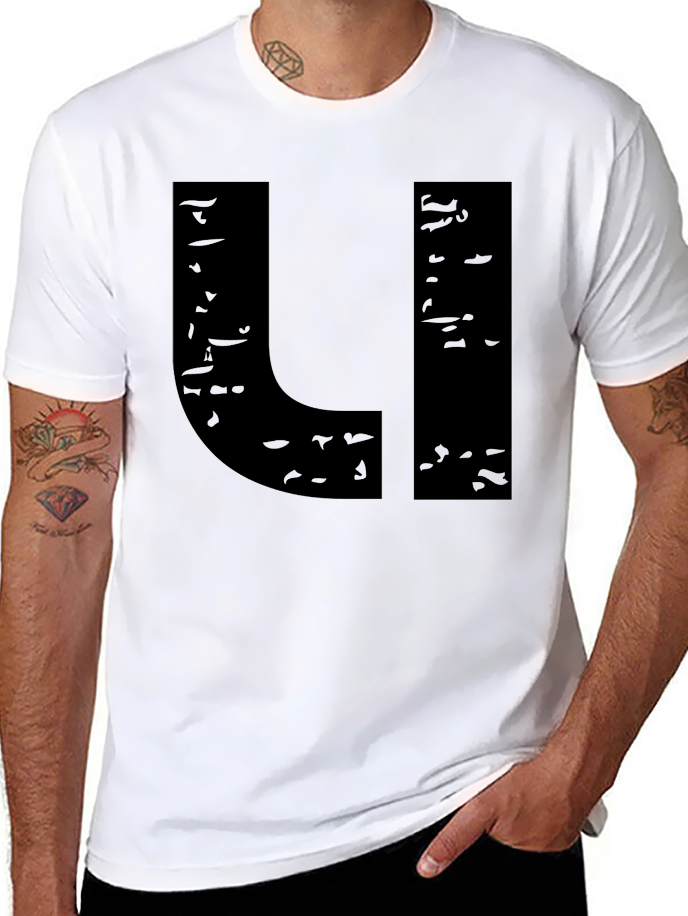 Black Distressed U Graphic Tee