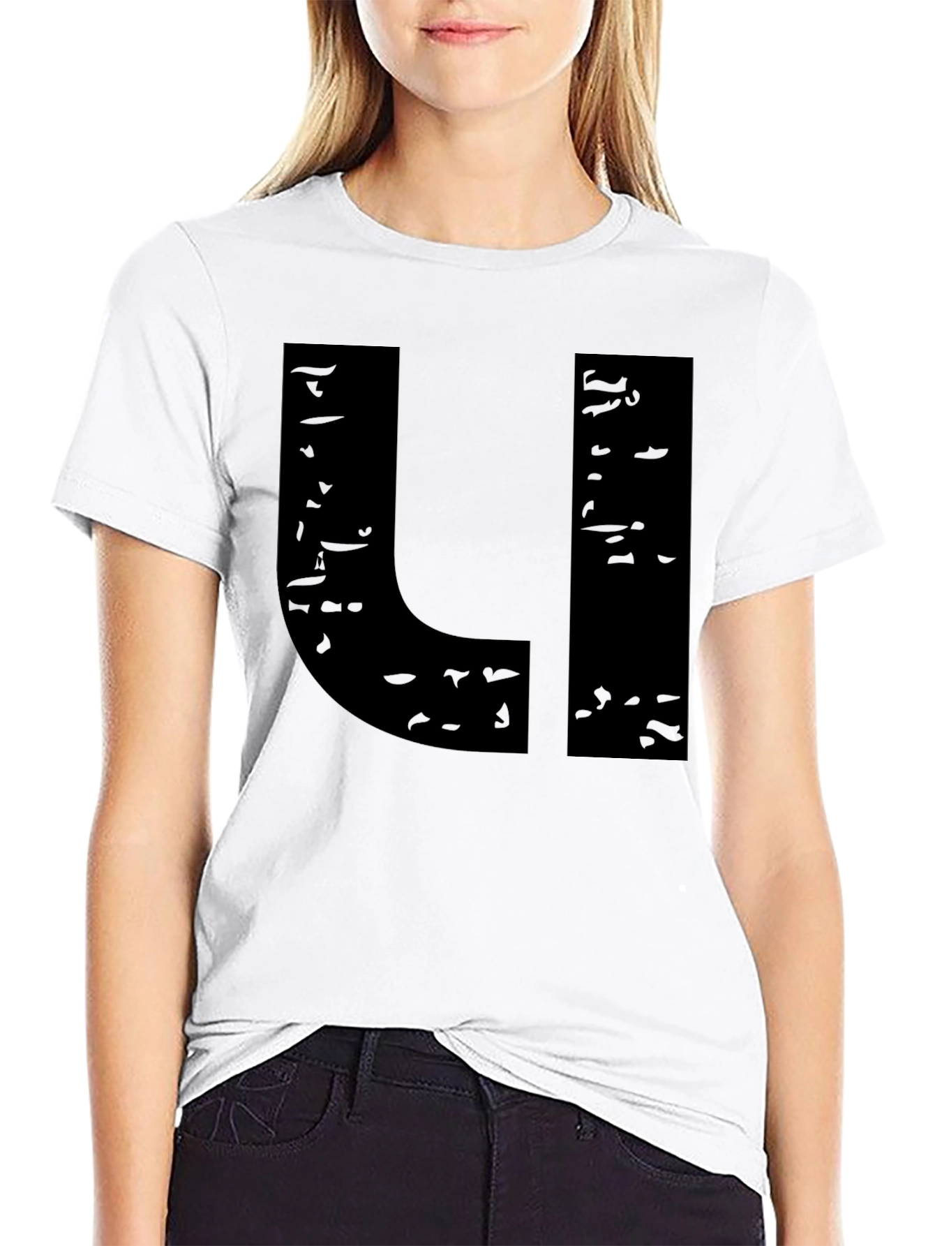 Black Distressed U Graphic Tee