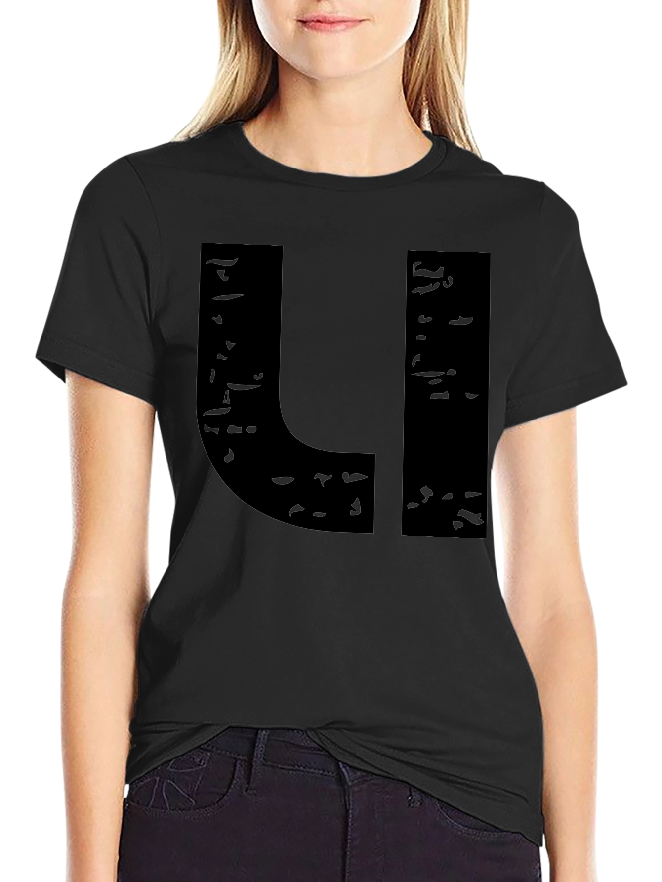 Black Distressed U Graphic Tee