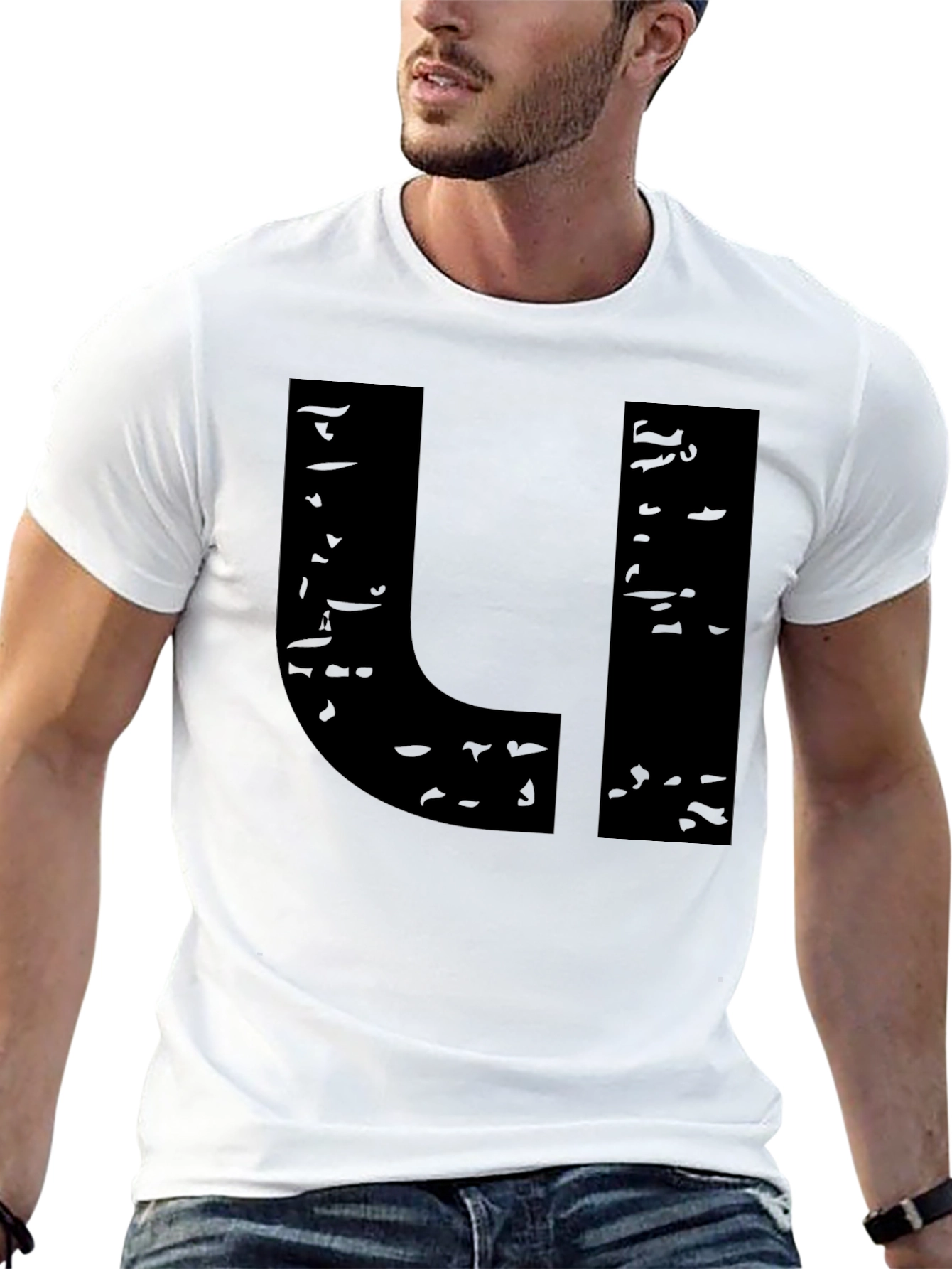 Black Distressed U Graphic Tee