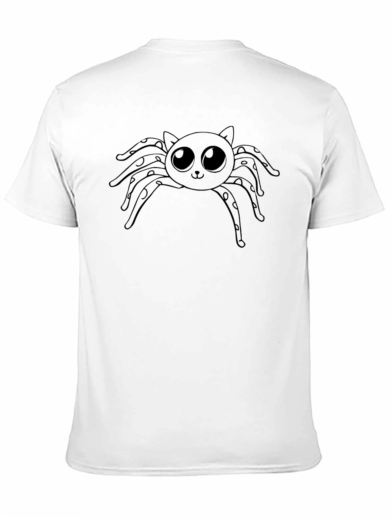 Cute Spider Cat Graphic Tee - Black Cotton T-Shirt