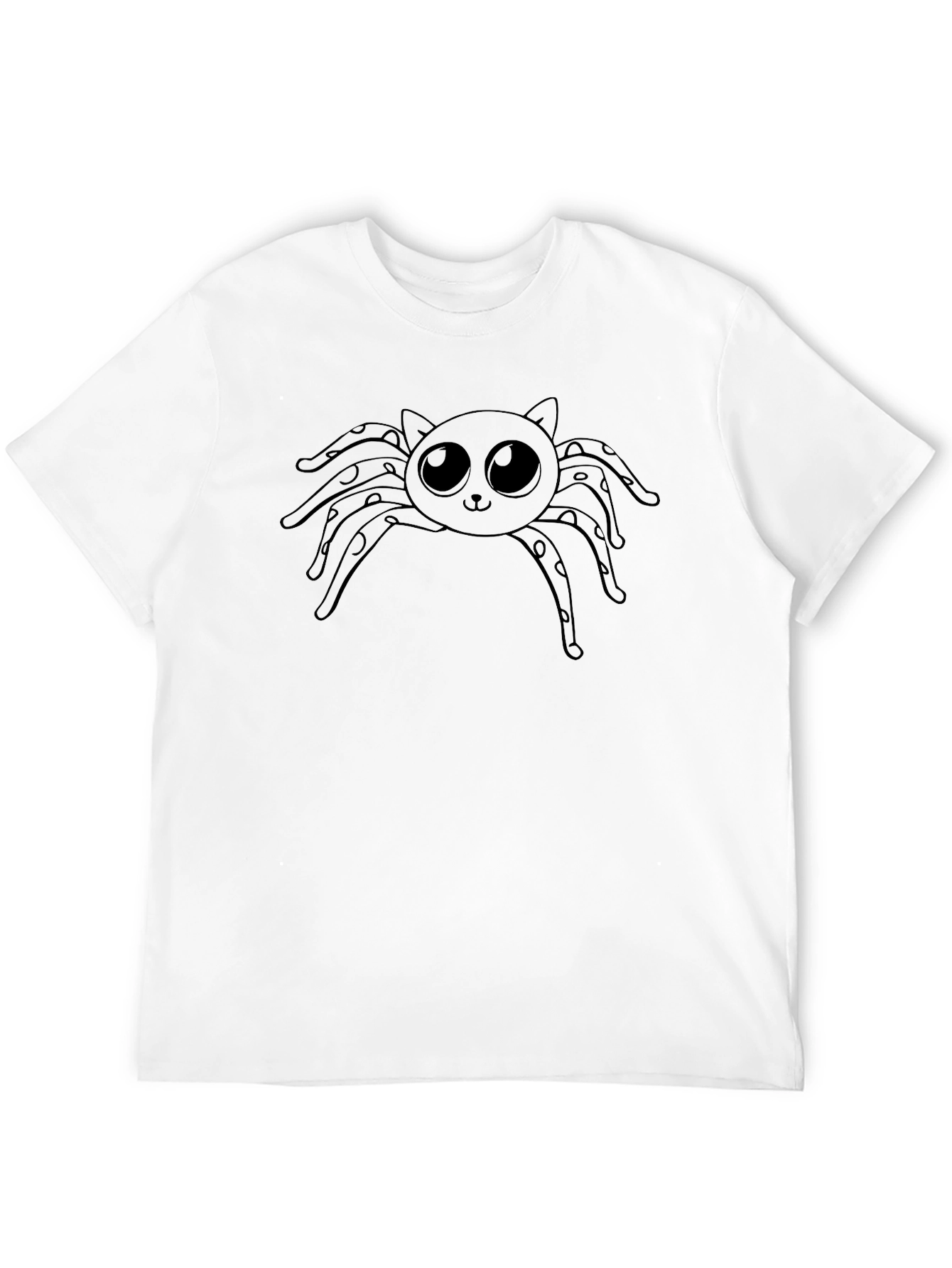 Cute Spider Cat Graphic Tee - Black Cotton T-Shirt