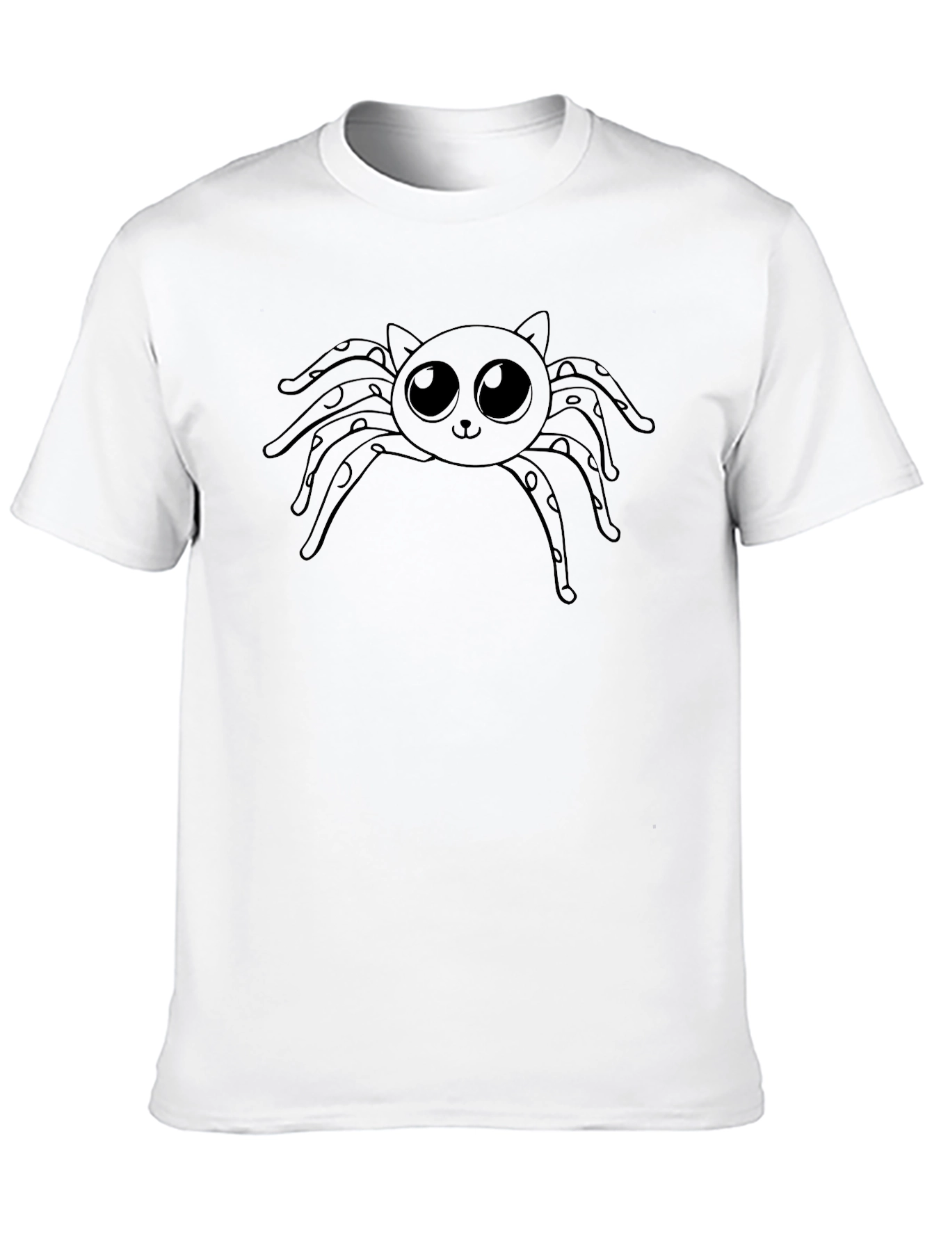 Cute Spider Cat Graphic Tee - Black Cotton T-Shirt