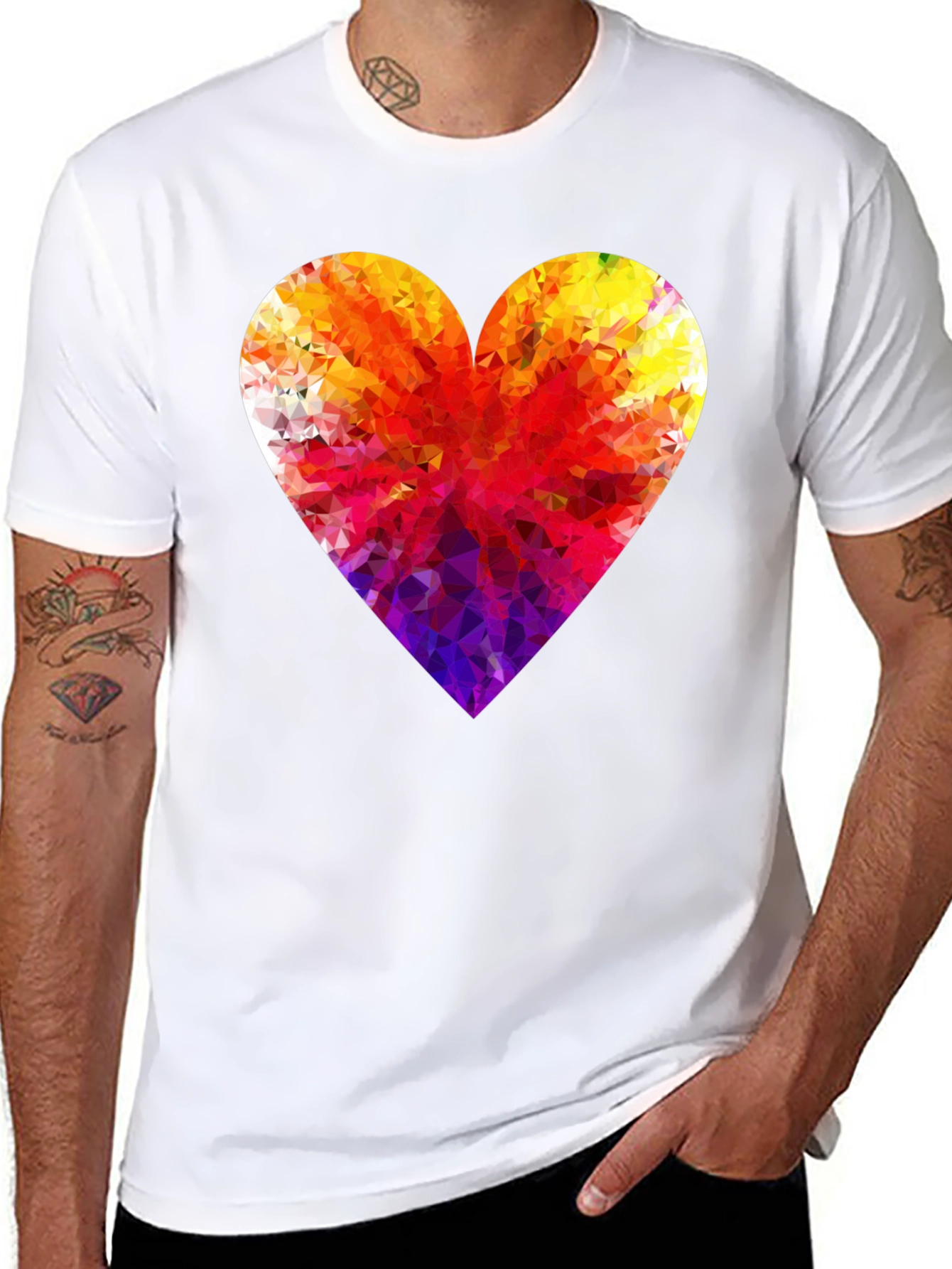 Geometric Heart Graphic Tee - Stylish Black T-Shirt
