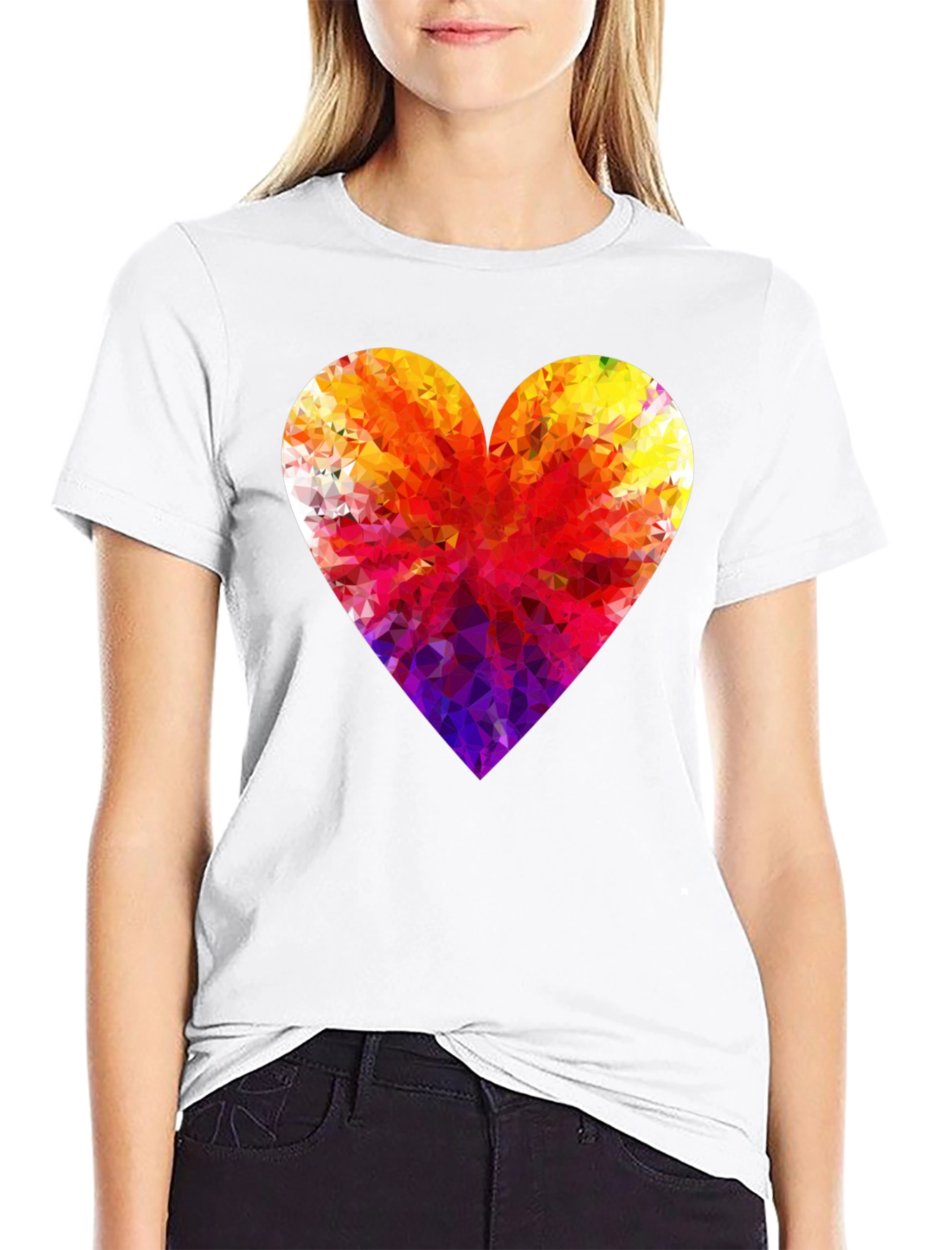 Geometric Heart Graphic Tee - Stylish Black T-Shirt