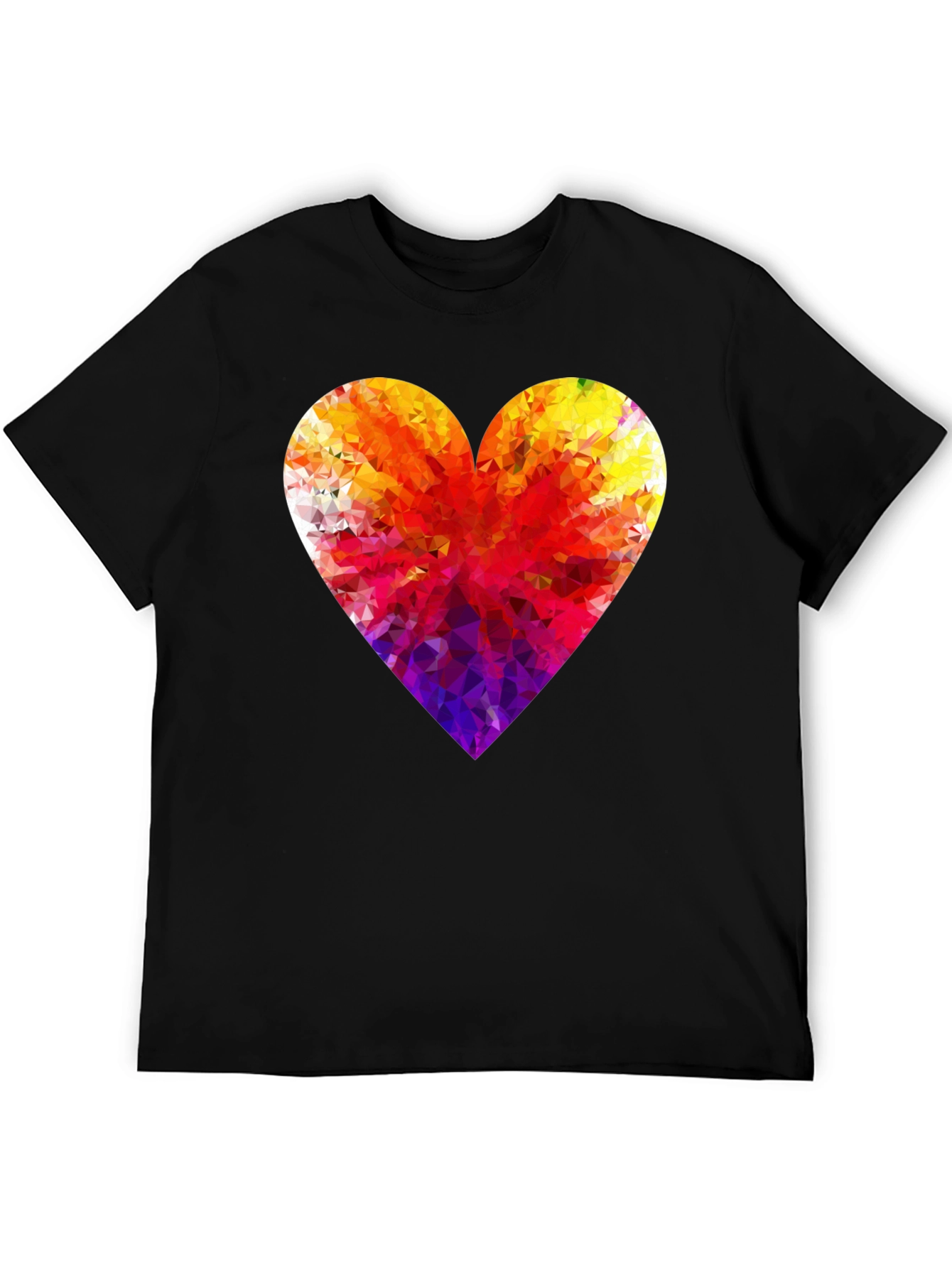 Geometric Heart Graphic Tee - Stylish Black T-Shirt