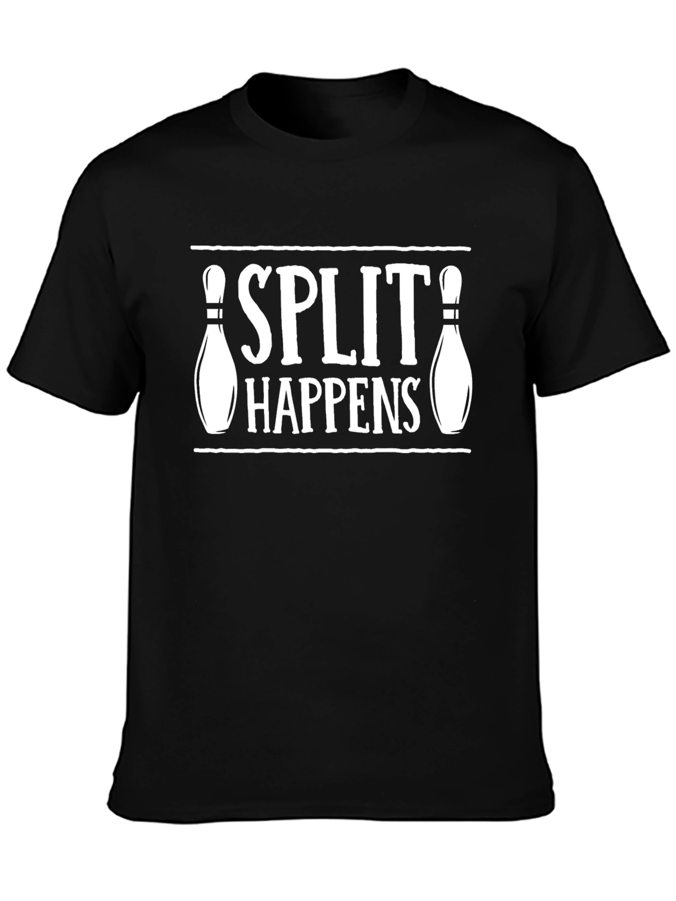 Split Happens Bowling T-Shirt - Black Graphic Tee