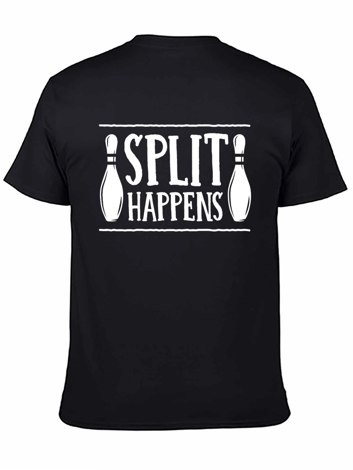 Split Happens Bowling T-Shirt - Black Graphic Tee