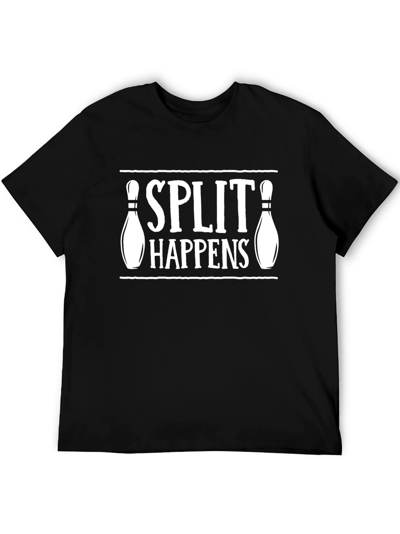 Split Happens Bowling T-Shirt - Black Graphic Tee
