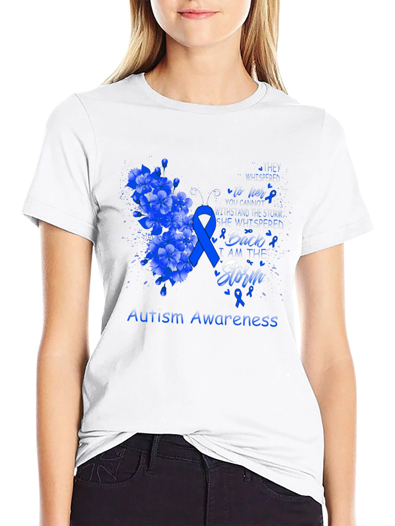 Autism Awareness T-Shirt - Floral Storm Design