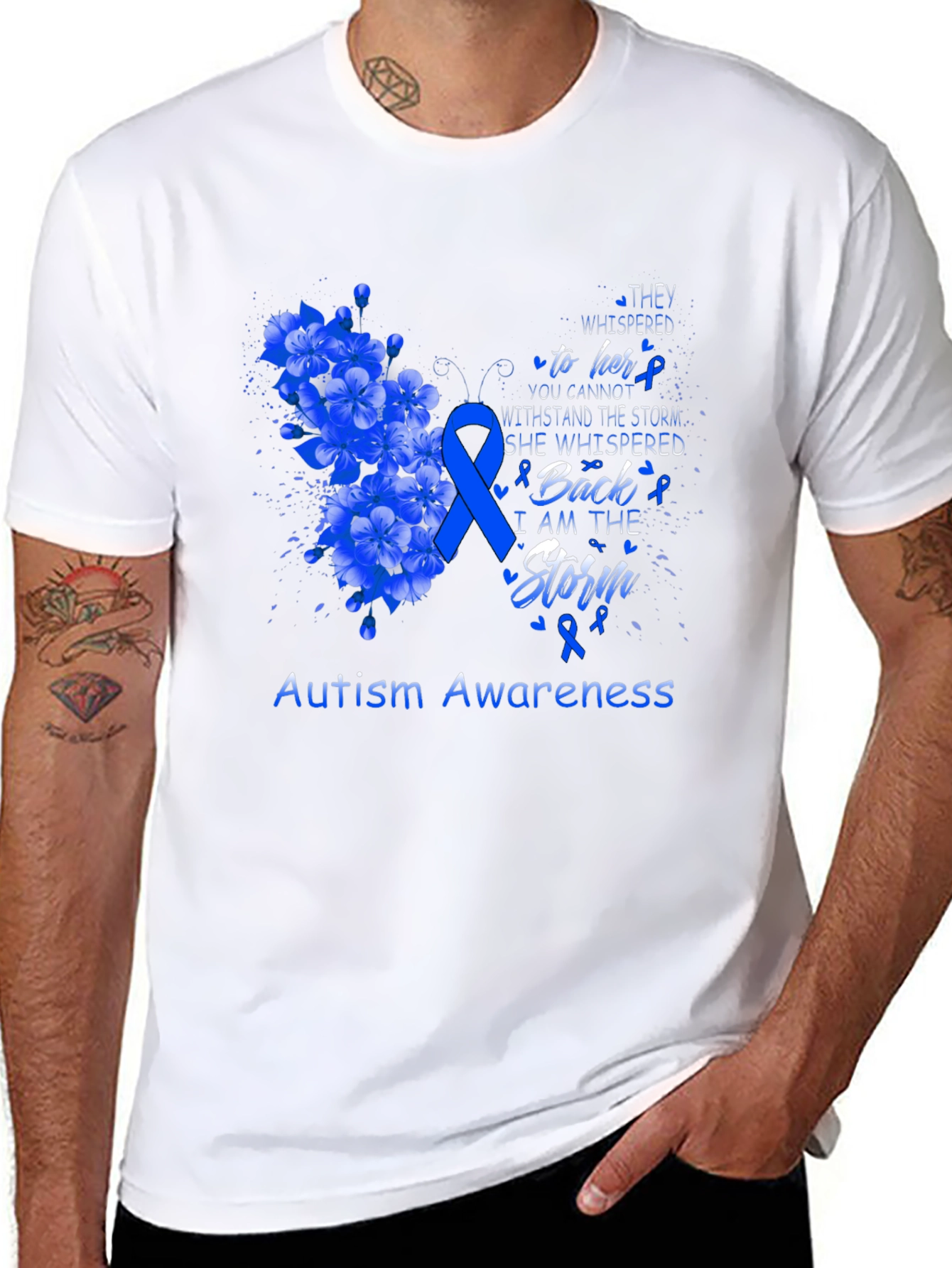 Autism Awareness T-Shirt - Floral Storm Design