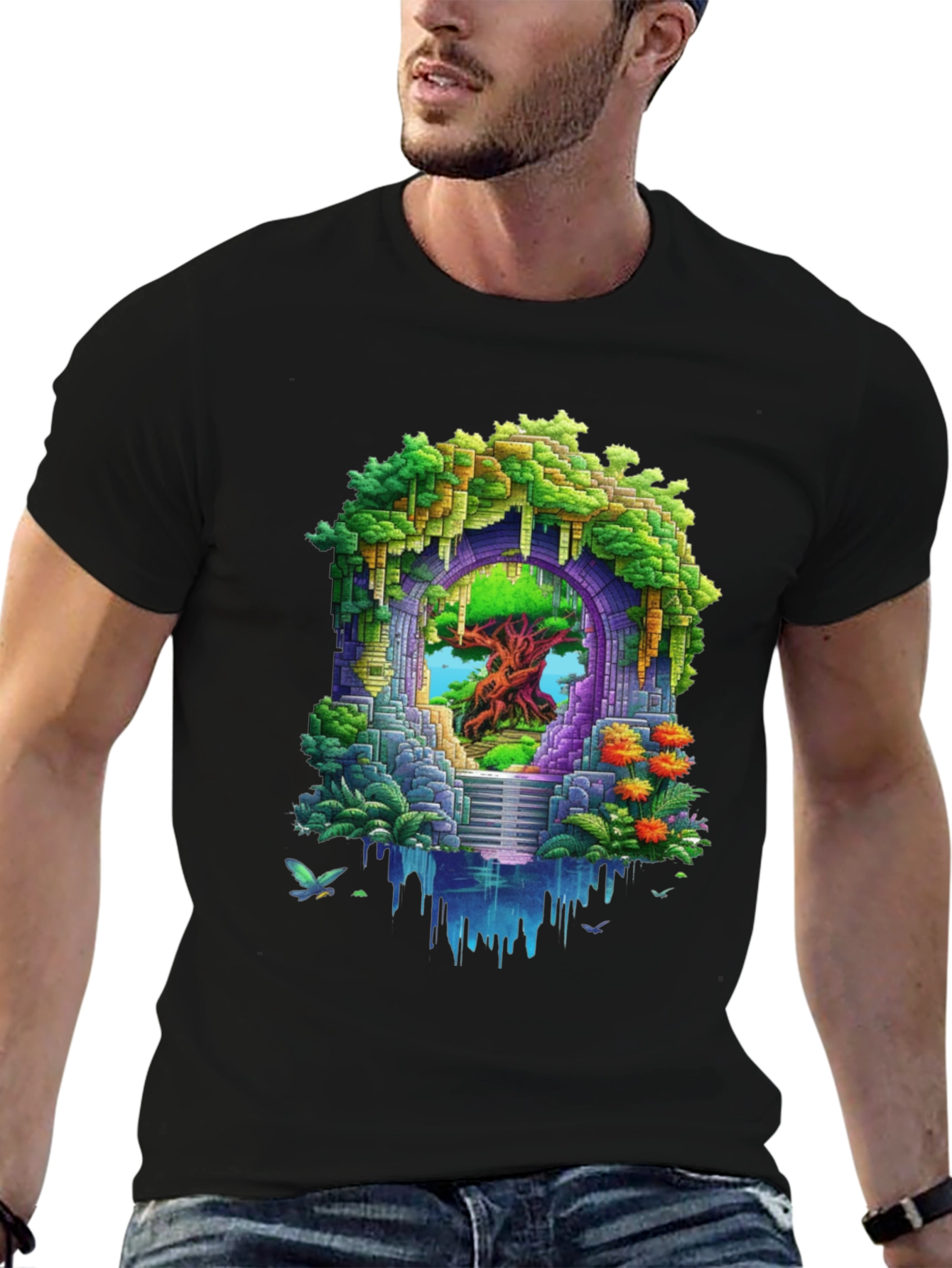 Enchanted Portal Graphic Tee - Nature Inspired Design