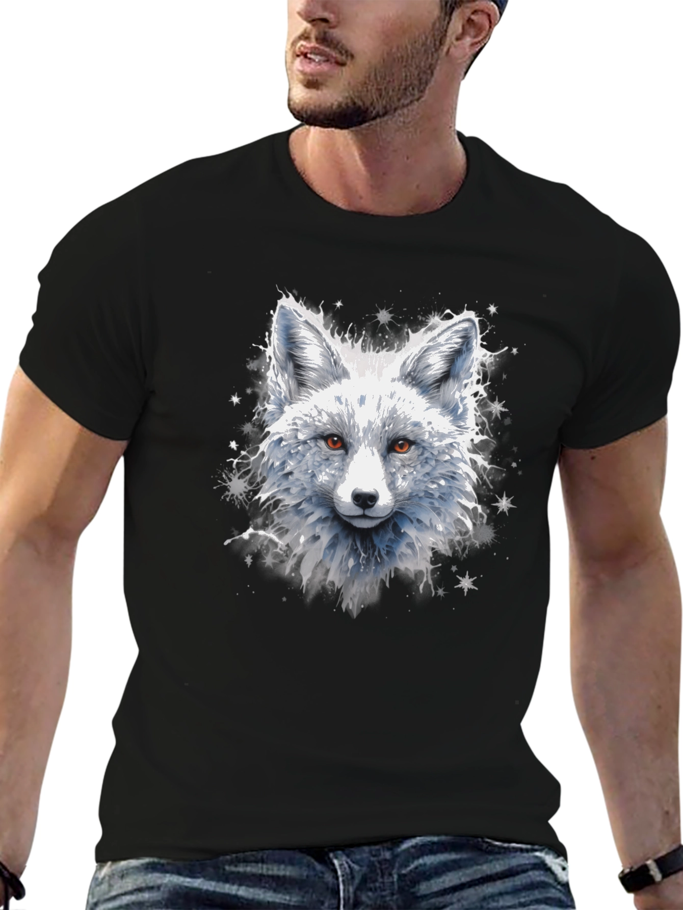 Arctic Fox Graphic Tee - Stylish Animal Print Shirt