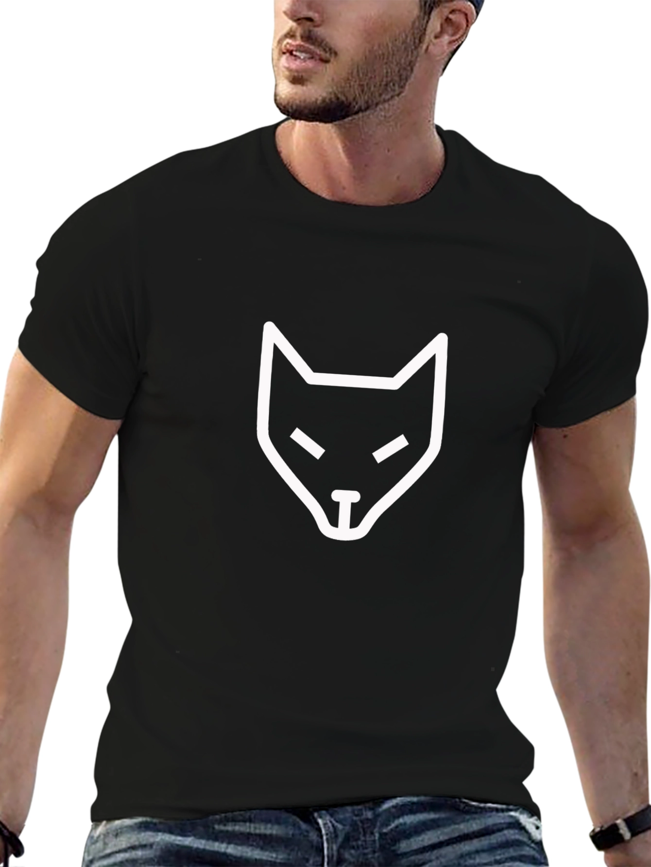 Black Tee with Fox Head Graphic