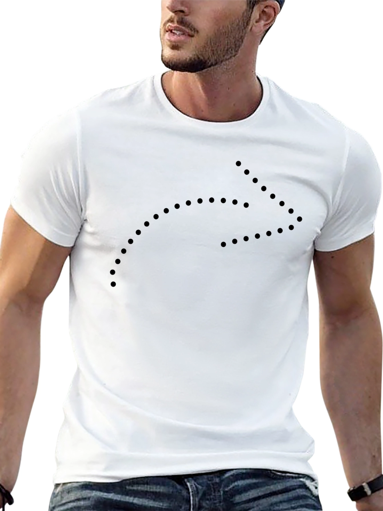 Modern Arrow Dot Graphic Tee - Black Cotton T-Shirt